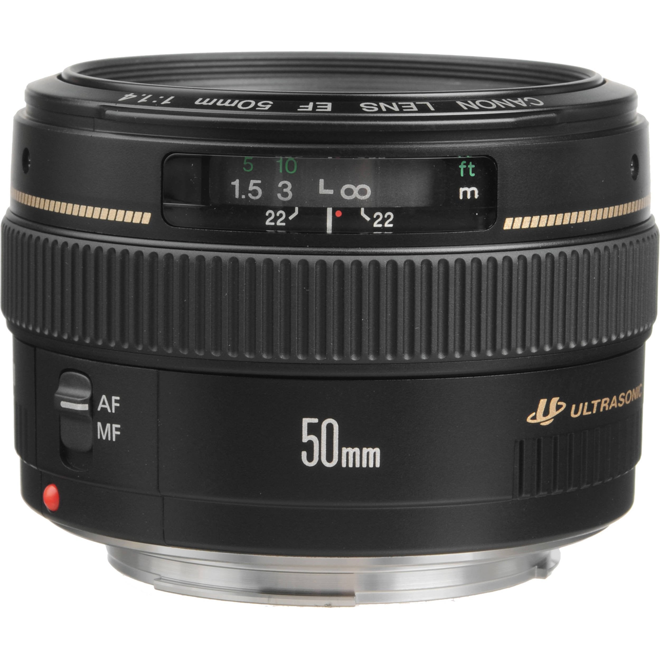 Canon EF 50 1.4 USM 58MM Lens (International Model) + 4.5 inch Vivitar Premium Lens Case + Vivitar Graduated Color Filte