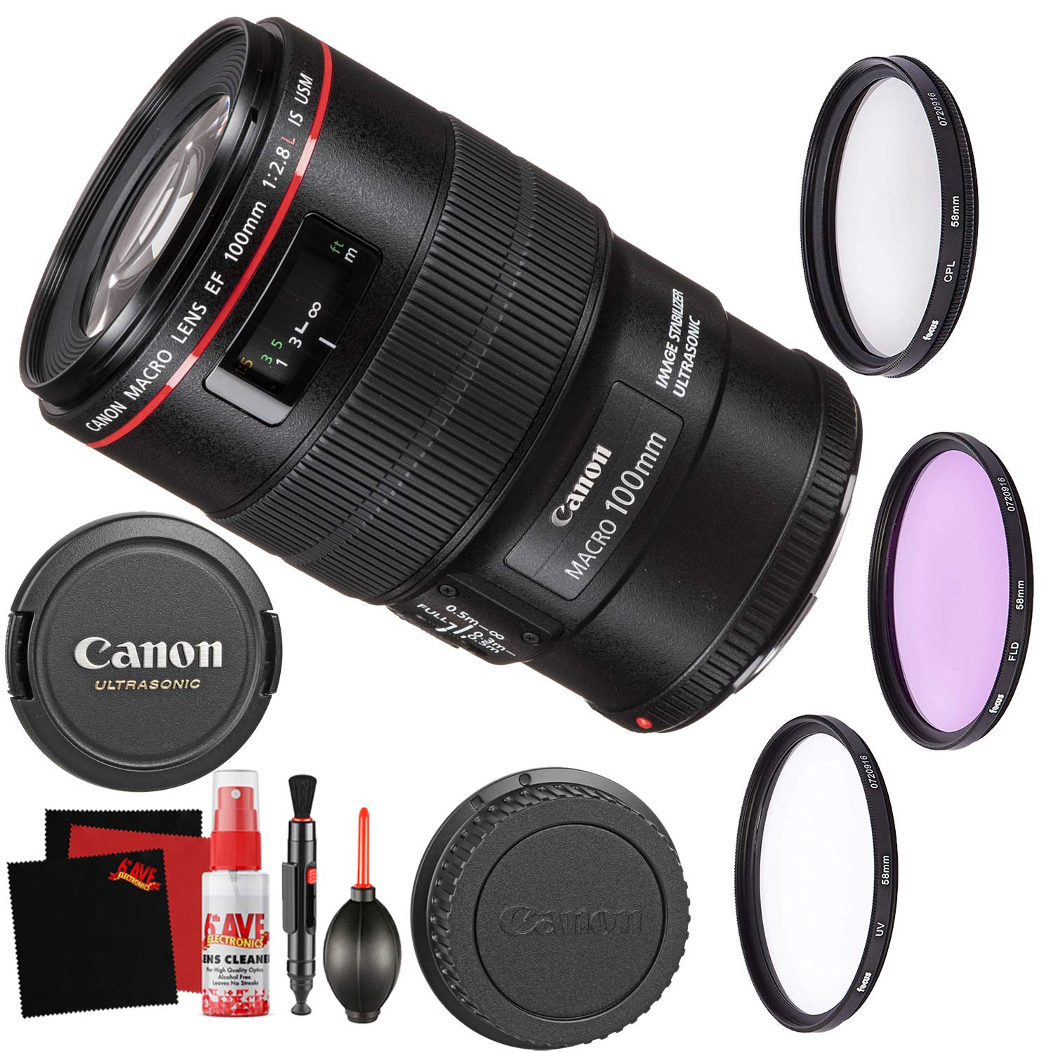 Canon EF 100mm f/2.8L Macro is USM Lens Accessory Bundle International Model