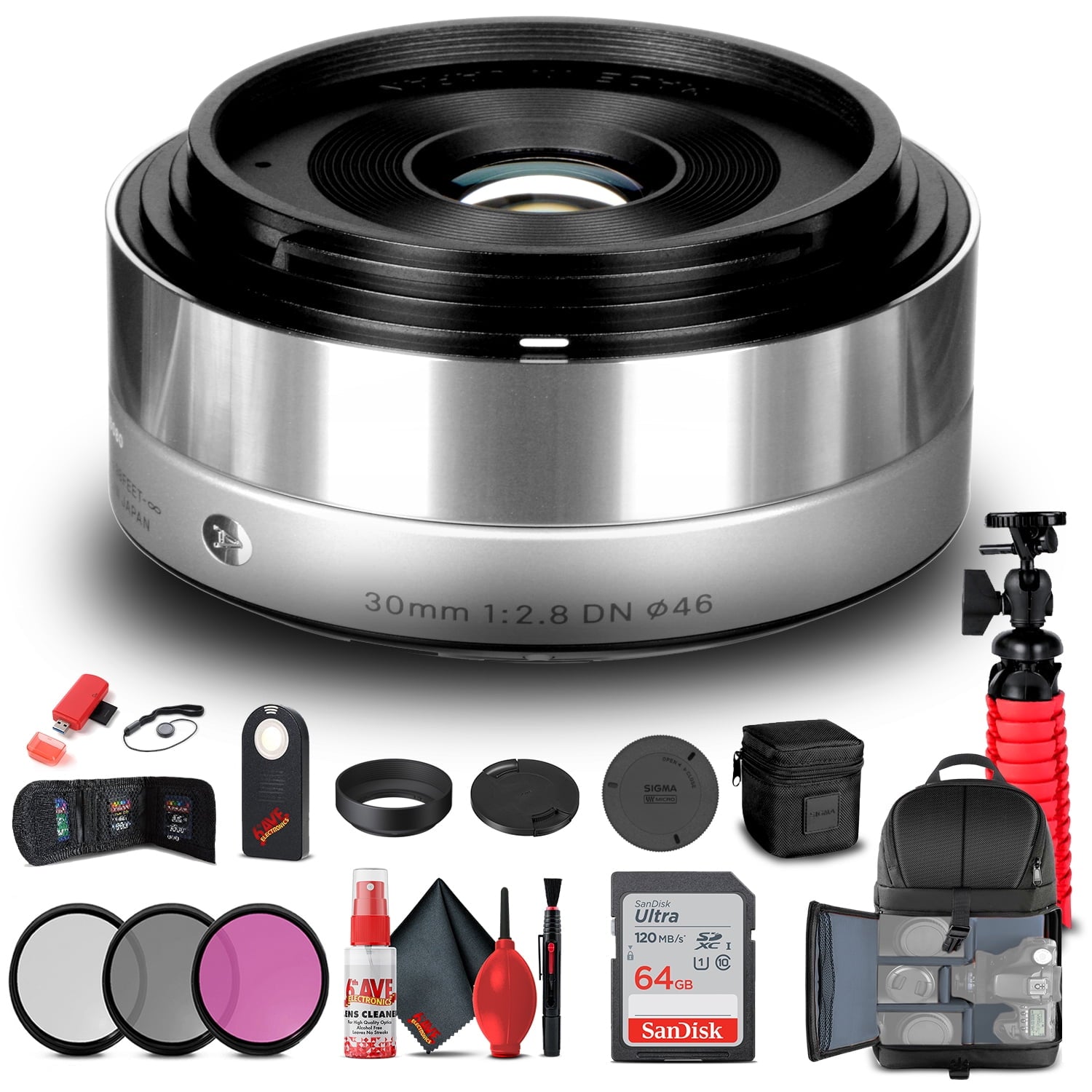 Sigma 30mm f/2.8 DN Art Lens for Micro Four Thirds Silver 33S963 Bundle