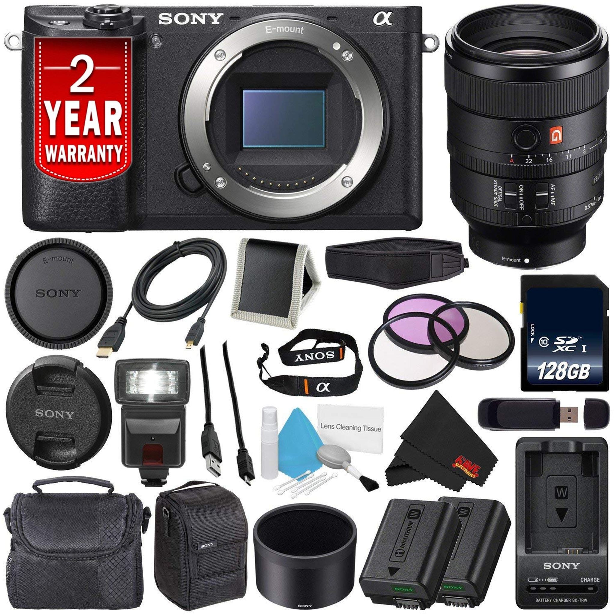Sony Alpha a6300 Mirrorless Digital Camera International Model FE 100mm f/2.8 STF GM OSS Lens + 72mm 3 Piece Filter Ki