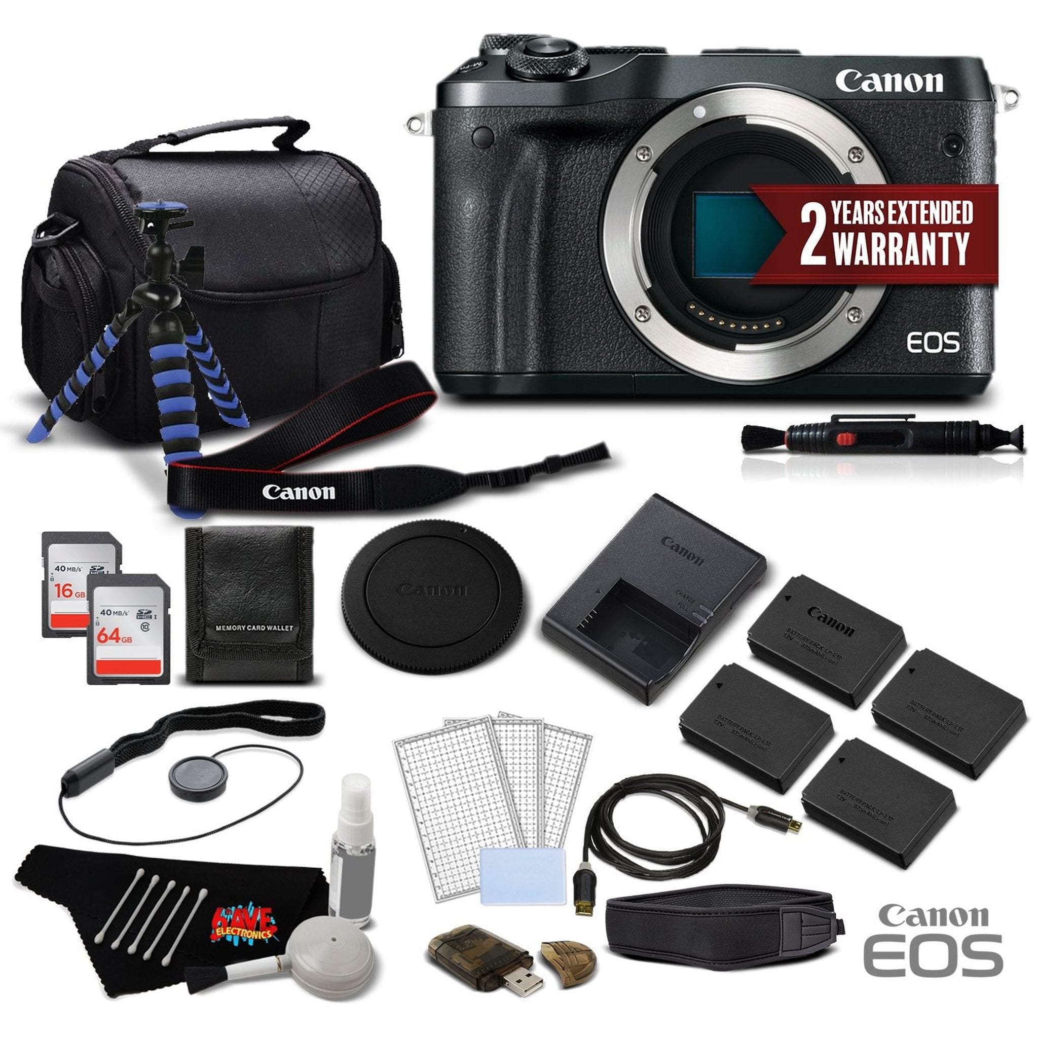 Canon EOS M6 Mirrorless Digital Camera Body Only, Black 1724C001- Premium Bundle - International Version Canon