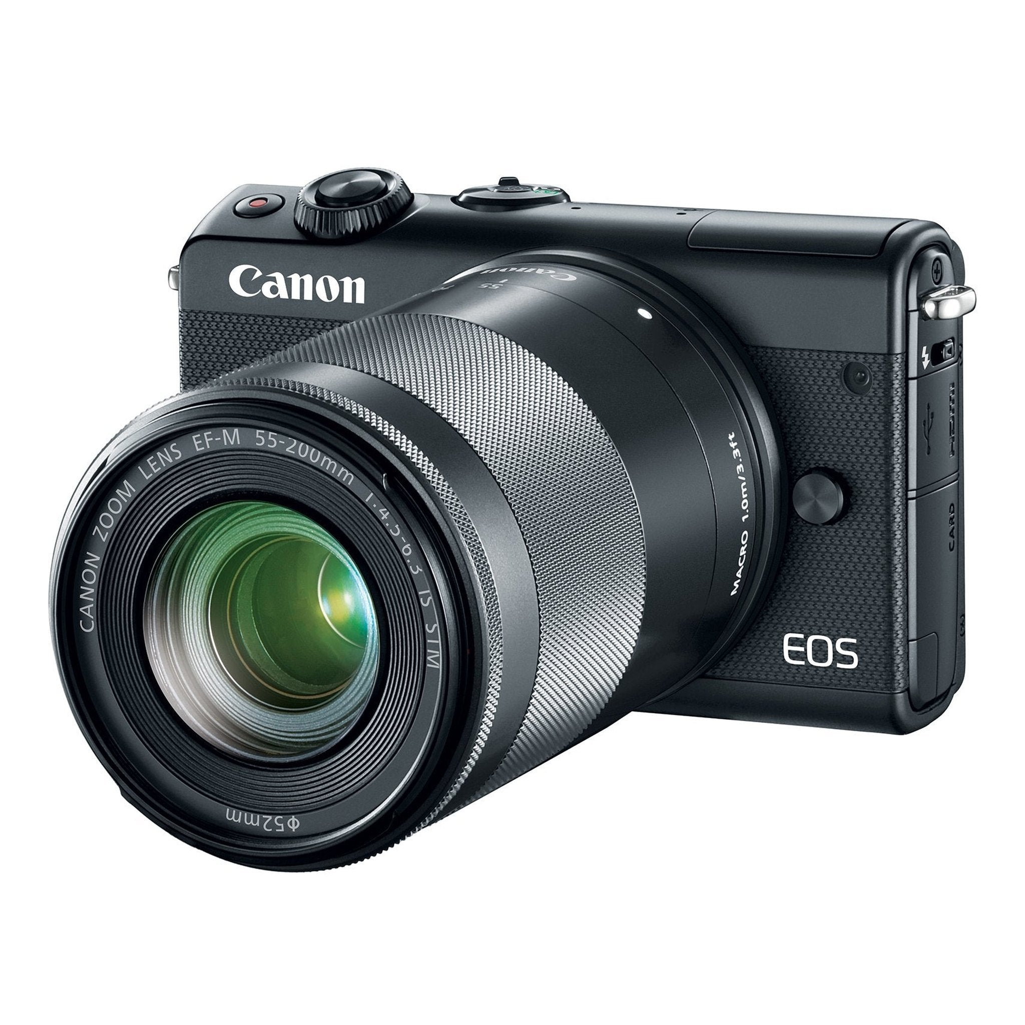 Canon EOS M100 Mirrorless Camera w/ 15-45mm Lens & 55-200mm Lens - Wi-Fi, Bluetooth, and NFC Enabled Black - Used