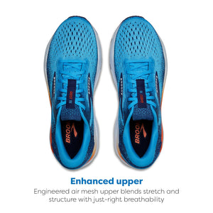 Brooks Men’s Ghost 16 Neutral Running Shoe - Bonnie Blue/Blue Ribbon/Orange - 13 Medium