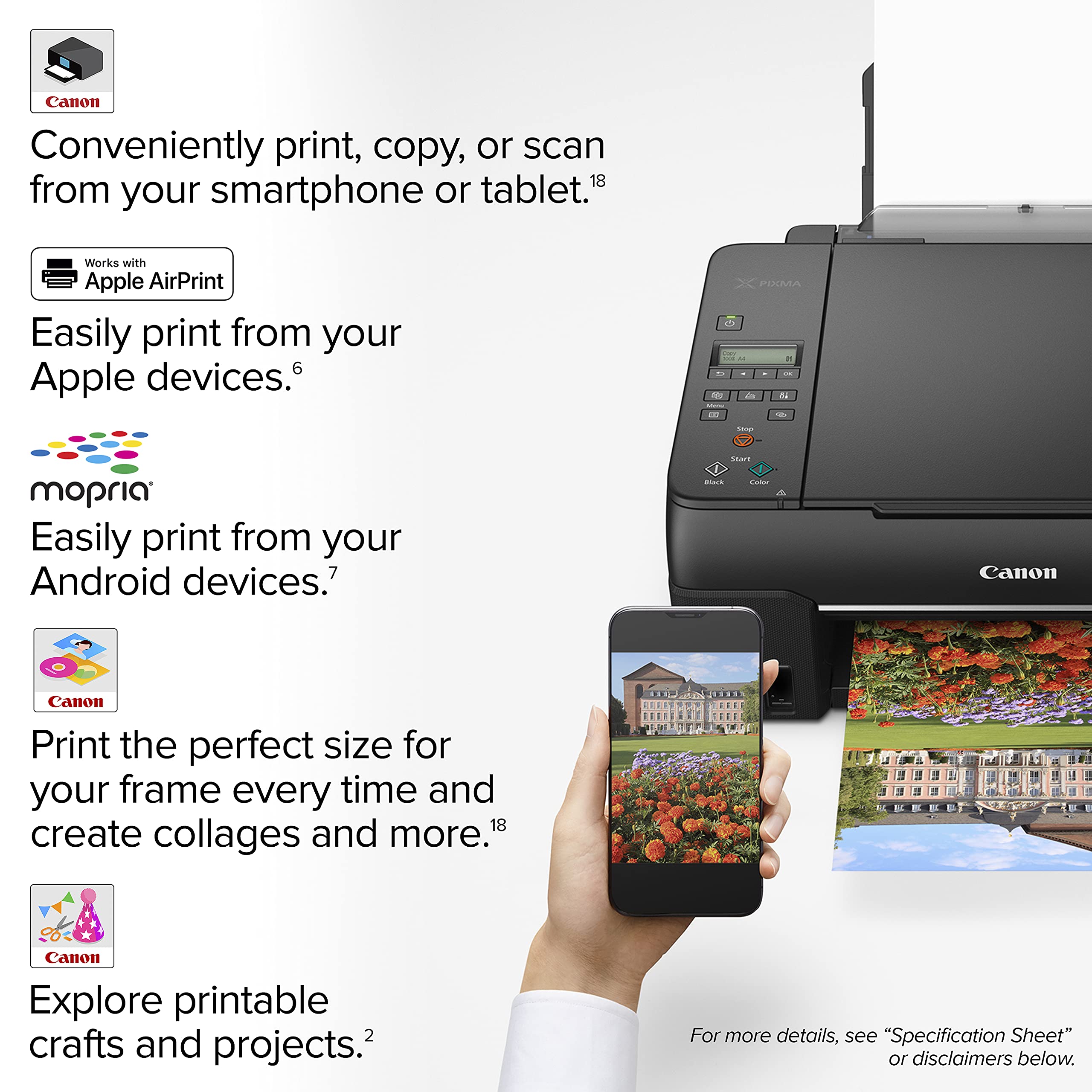 Canon PIXMA G620 Wireless MegaTank Photo All-in-One Printer Print, Copy, Scan , Black,Works with Alexa