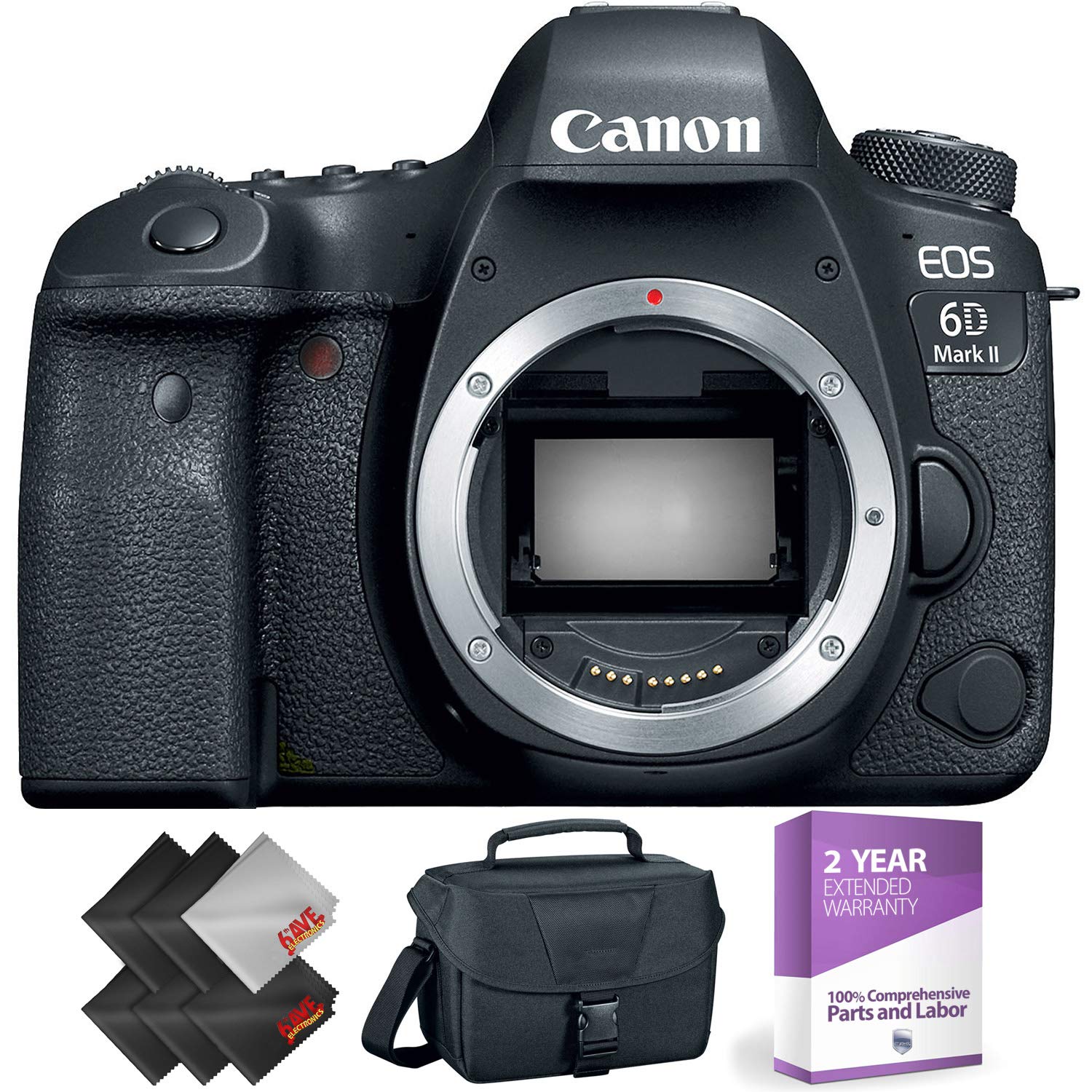 Canon EOS 6D Mark II DSLR Camera (Body Only) + 1 Year Warranty Base Bundle