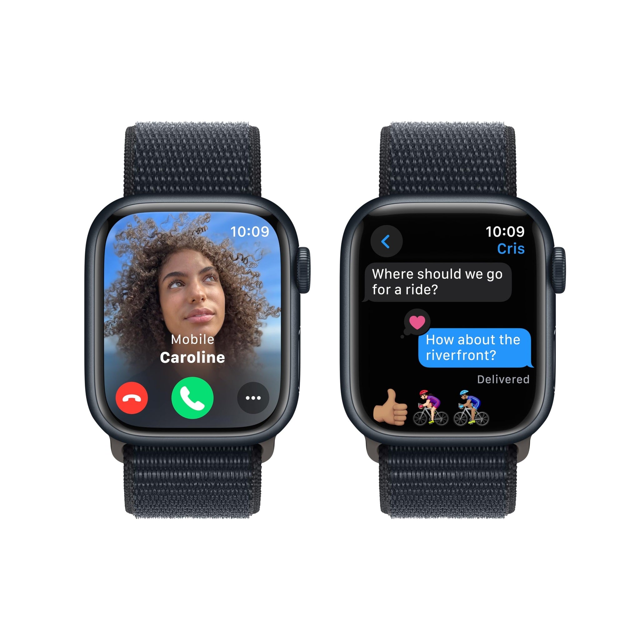 Apple Watch Series 9 GPS 41mm Smartwatch with Midnight Aluminum Case with Midnight Sport Loop. Carbon Neutral