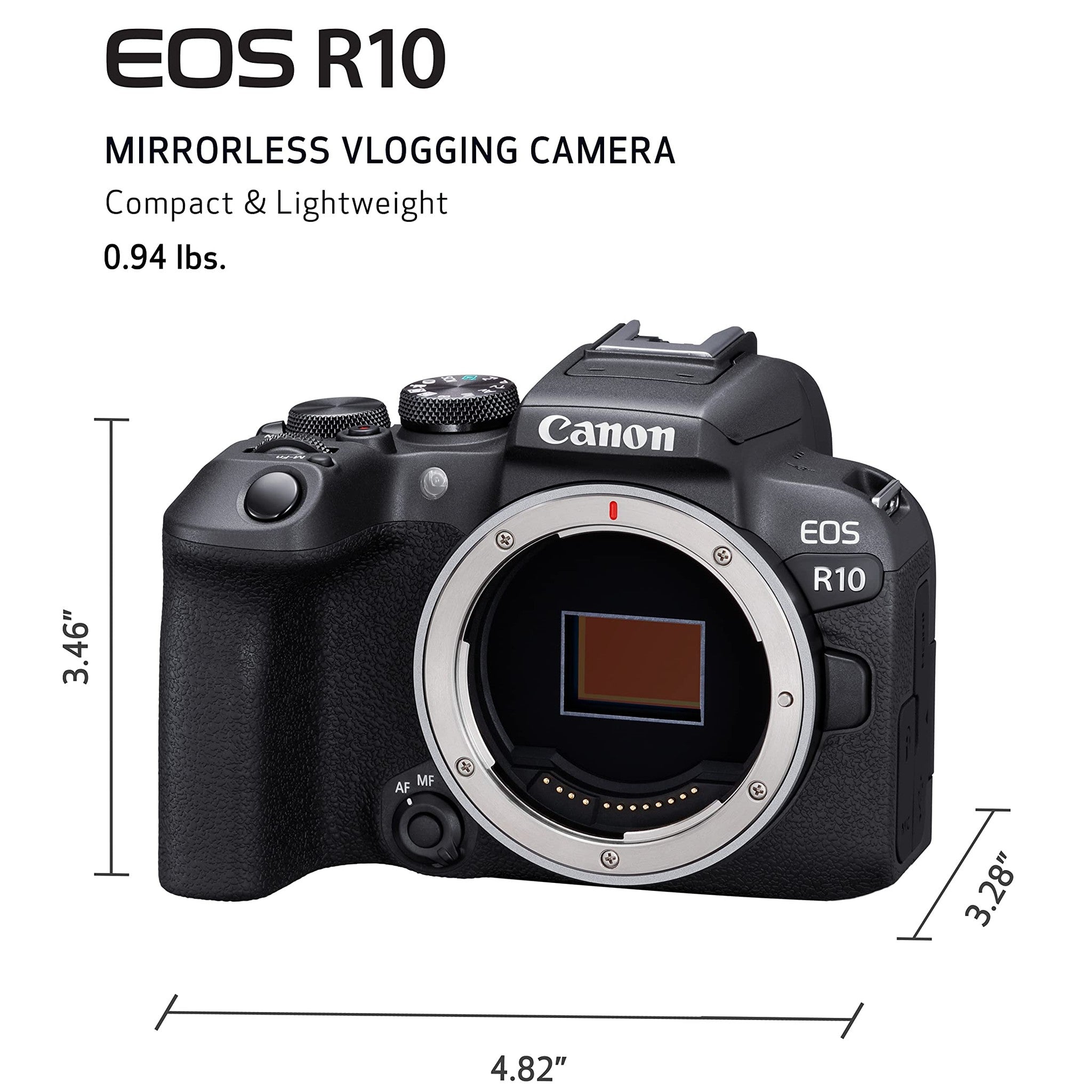 Canon EOS R10 Body Only , Mirrorless Vlogging Camera, 24.2 MP, 4K Video, DIGIC X Image Processor, High-Speed Shooting, Subject Tracking, Compact, Lightweight, Detection, for Content Creators