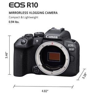 Canon EOS R10 Body Only , Mirrorless Vlogging Camera, 24.2 MP, 4K Video, DIGIC X Image Processor, High-Speed Shooting, Subject Tracking, Compact, Lightweight, Detection, for Content Creators
