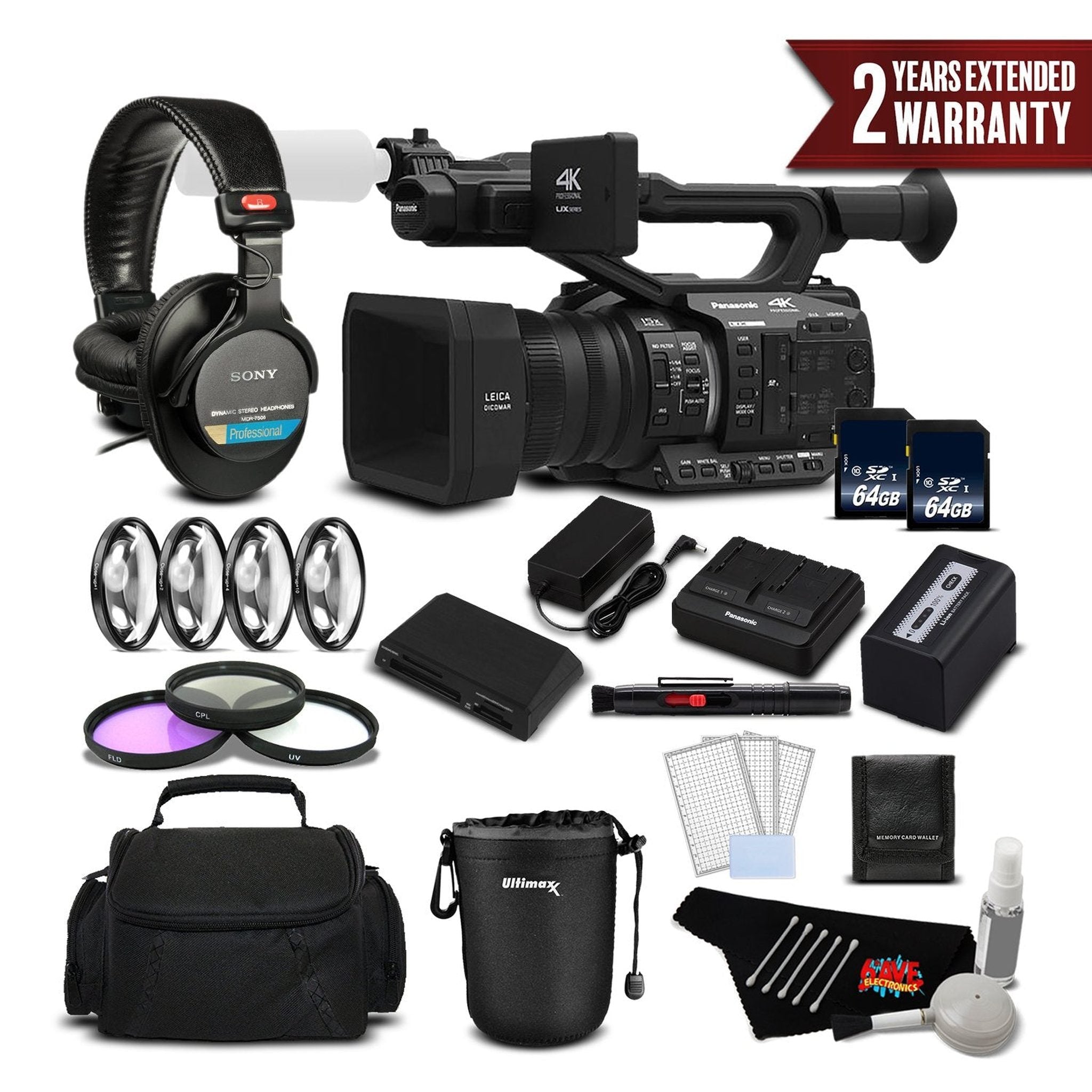 Panasonic AG-UX90 4K/HD Professional Camcorder Deluxe Plus Bundle