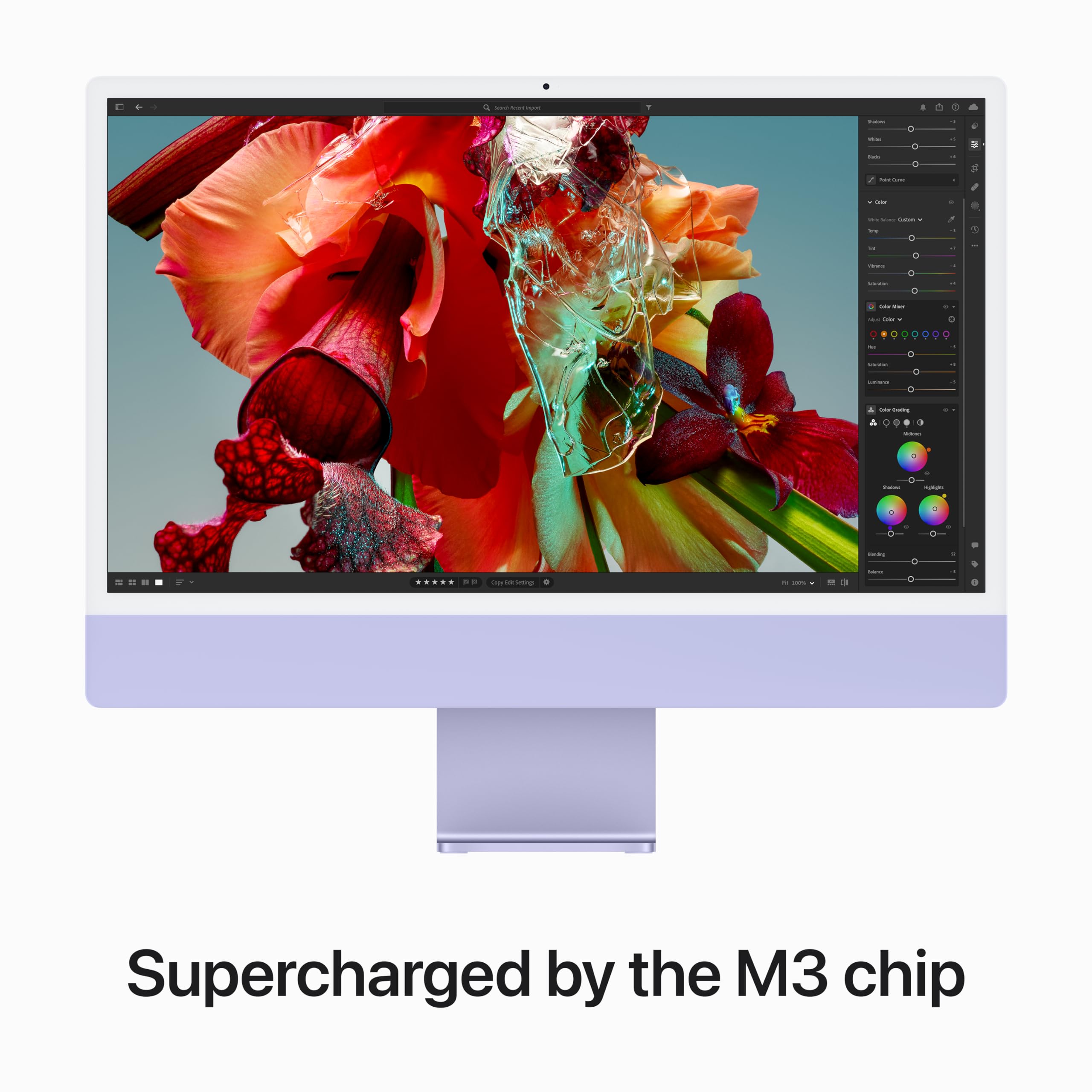 Apple 2023 iMac All-in-One Desktop Computer with M3 chip: 8-core CPU, 10-core GPU, 24-inch Retina Display, 8GB Unified Memory, 256GB SSD Storage, Matching Accessories. Works with iPhone/iPad; Purple