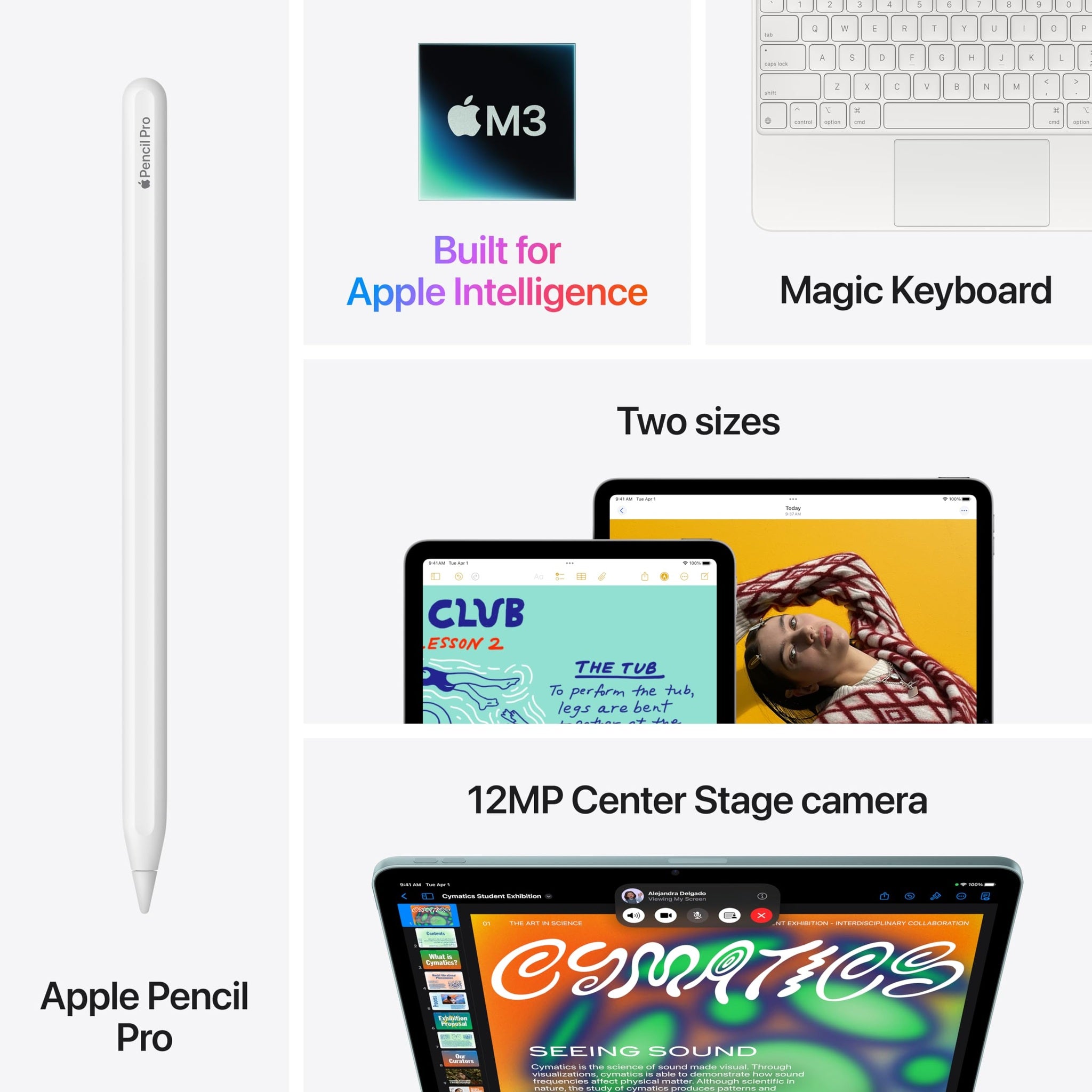 Apple iPad Air 11-inch with M3 chip Built for Apple Intelligence, Liquid Retina Display, 512GB, 12MP Front/Back Camera, Wi-Fi 6E, Touch ID, All-Day Battery Life - Starlight Apple