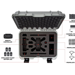 Nanuk 915 Waterproof Hard Drone Case with Custom Foam Insert for DJI Spark Flymore - Silver - Used Nanuk