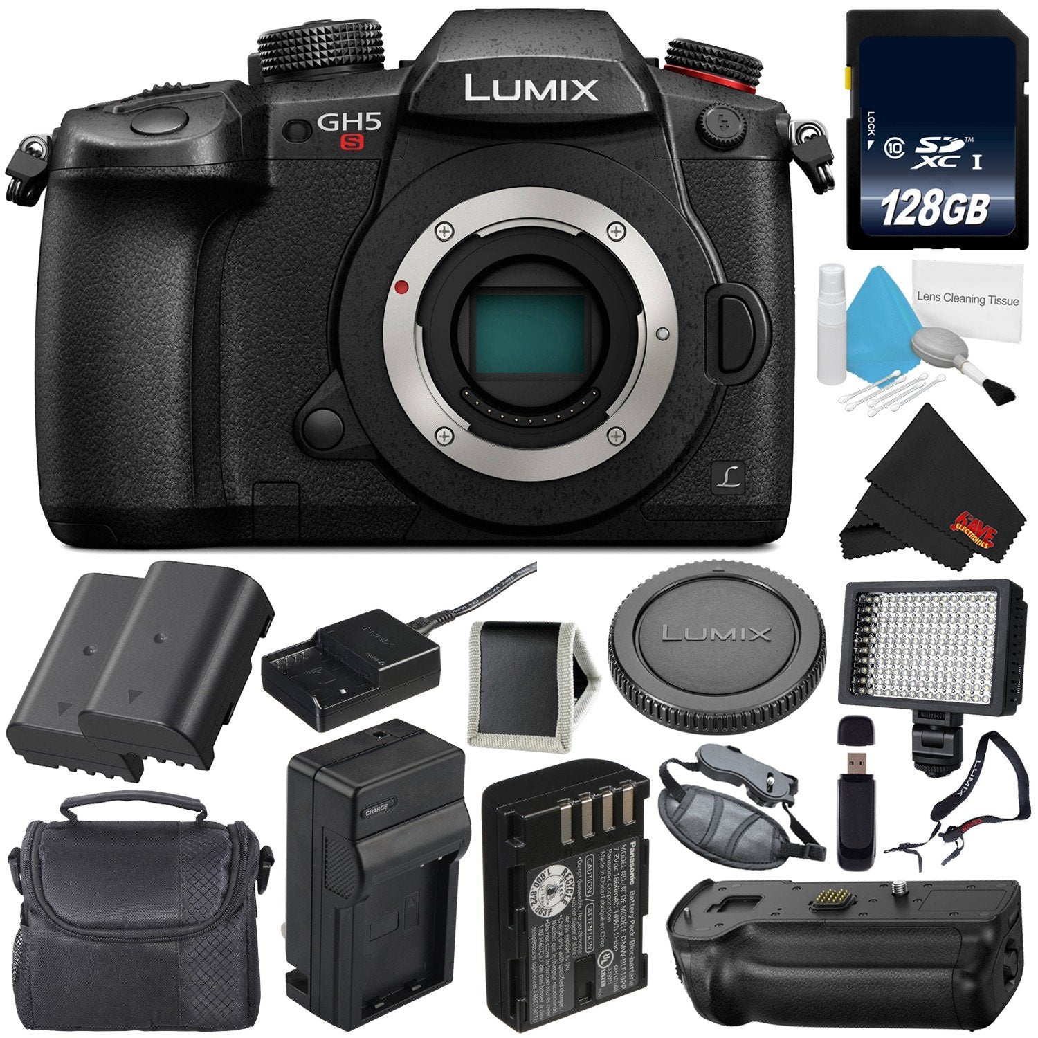 Panasonic Lumix DC-GH5S Mirrorless Micro Four Thirds Digital Camera International Version + Panasonic DMW-BGGH5 Battery
