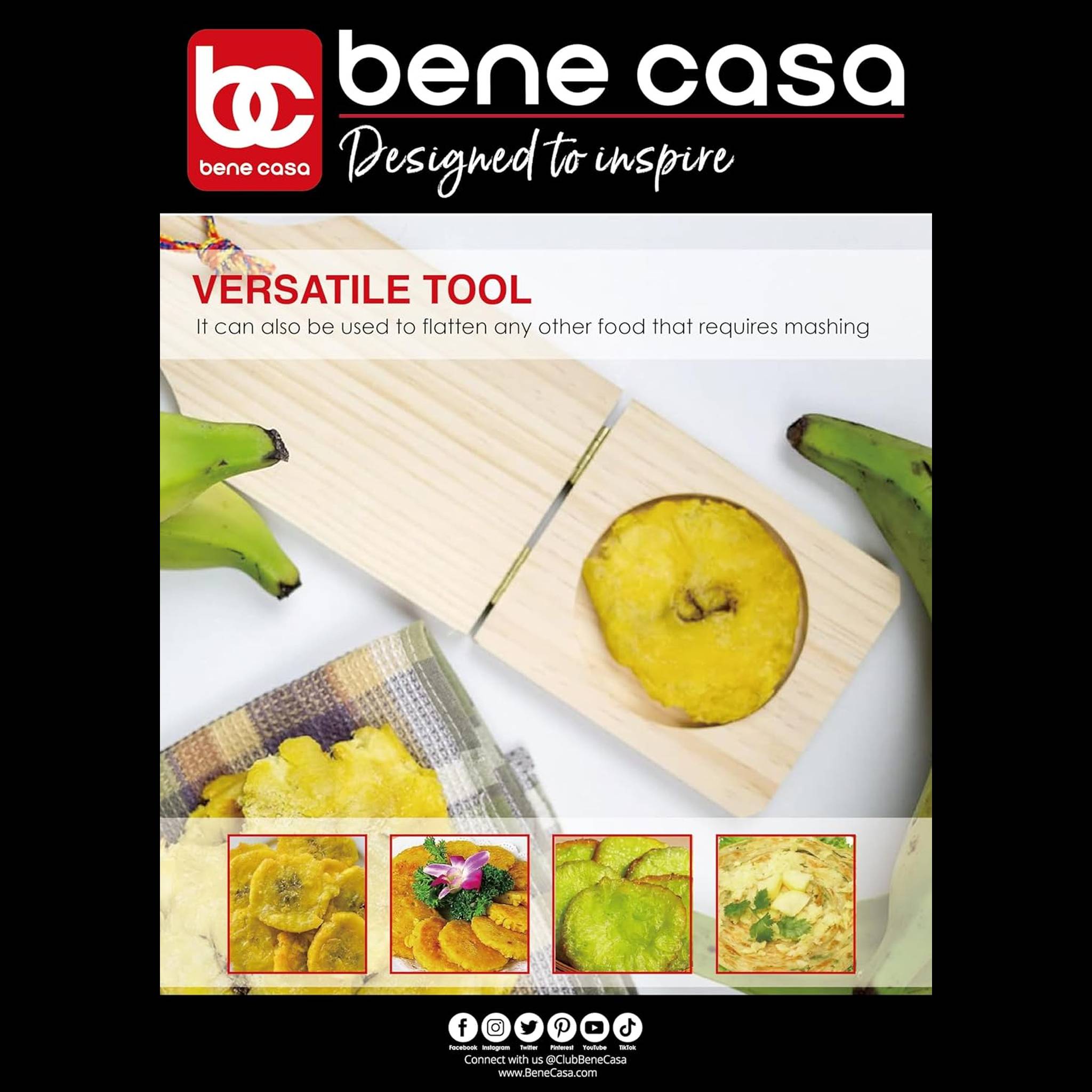 Bene Casa Wood Tostonera for Plantains, Large