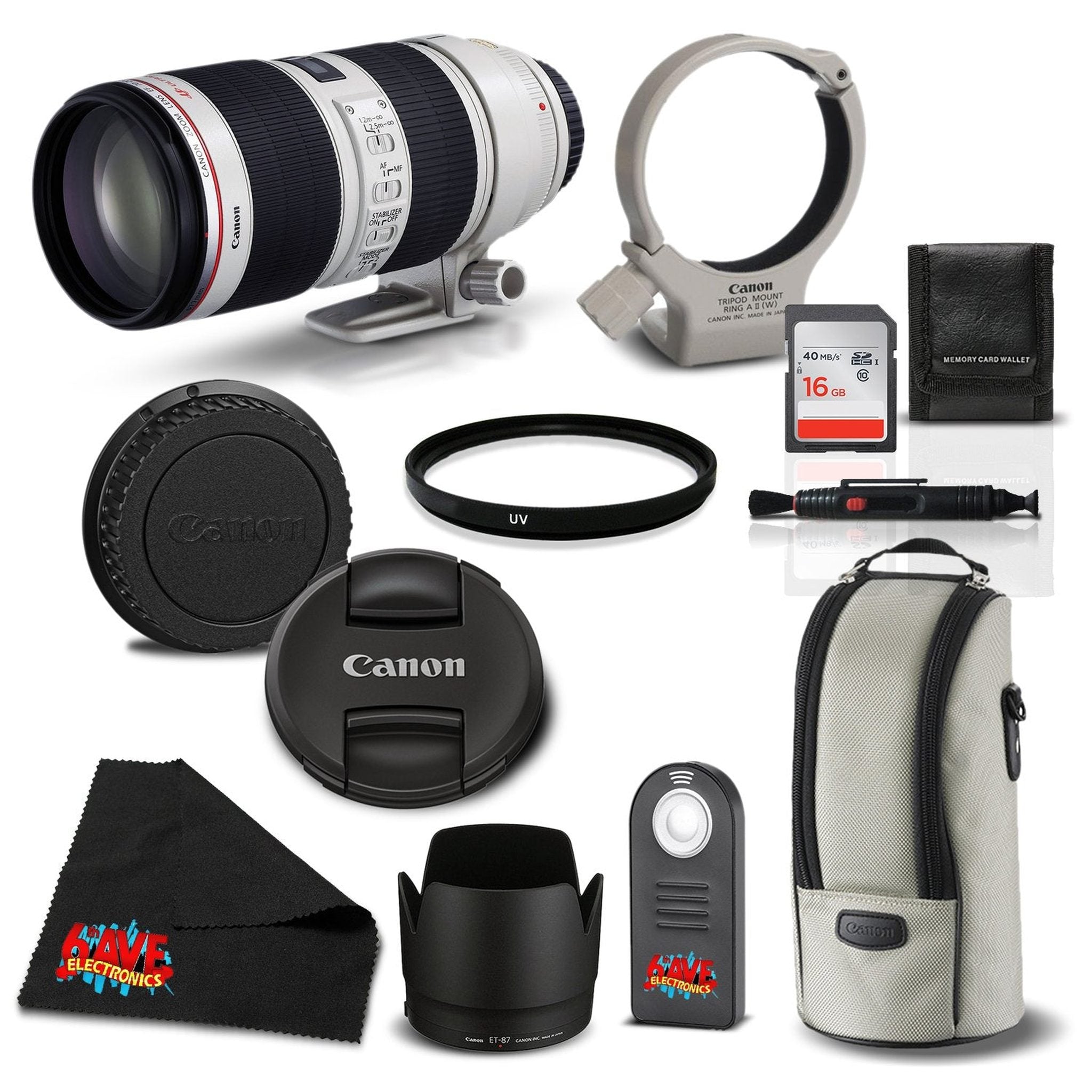 Canon EF 70-200mm f/2.8L is II USM Telephoto Zoom Lens 2751B002 Standard Bundle- International Version Canon