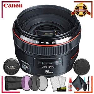 Canon EF 50mm f/1.2L USM Camera Lens Intl Model + 3 Pcs Filter Kit + Cleaning Kit