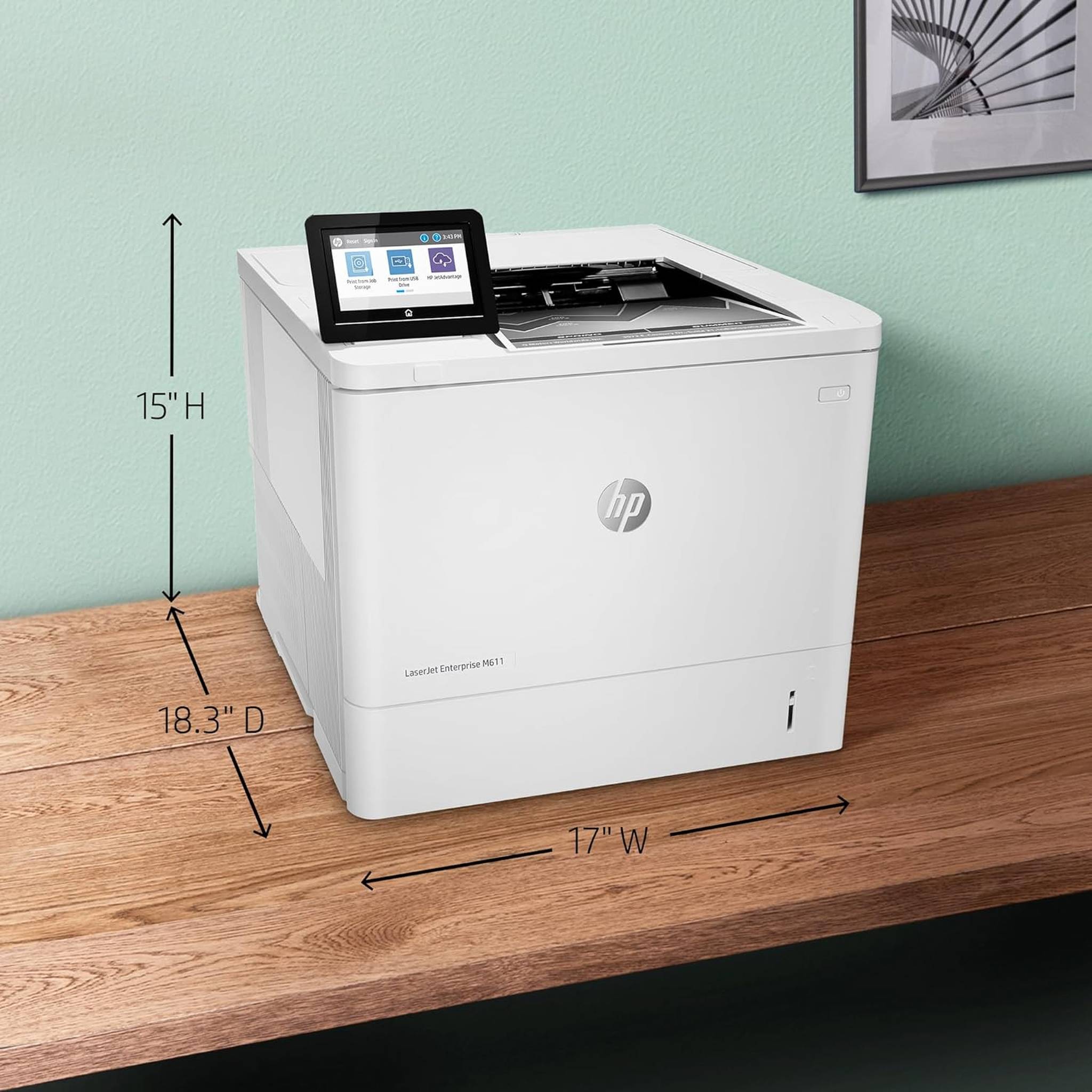 HP LaserJet Enterprise M611dn Monochrome Printer with built-in Ethernet & 2-sided printing 7PS84A