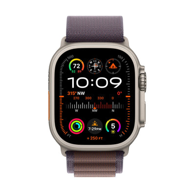 Apple Watch Ultra 2 GPS + Cellular 49mm Smartwatch with Rugged Titanium Case & Indigo Alpine Loop Medium. Carbon Neutral