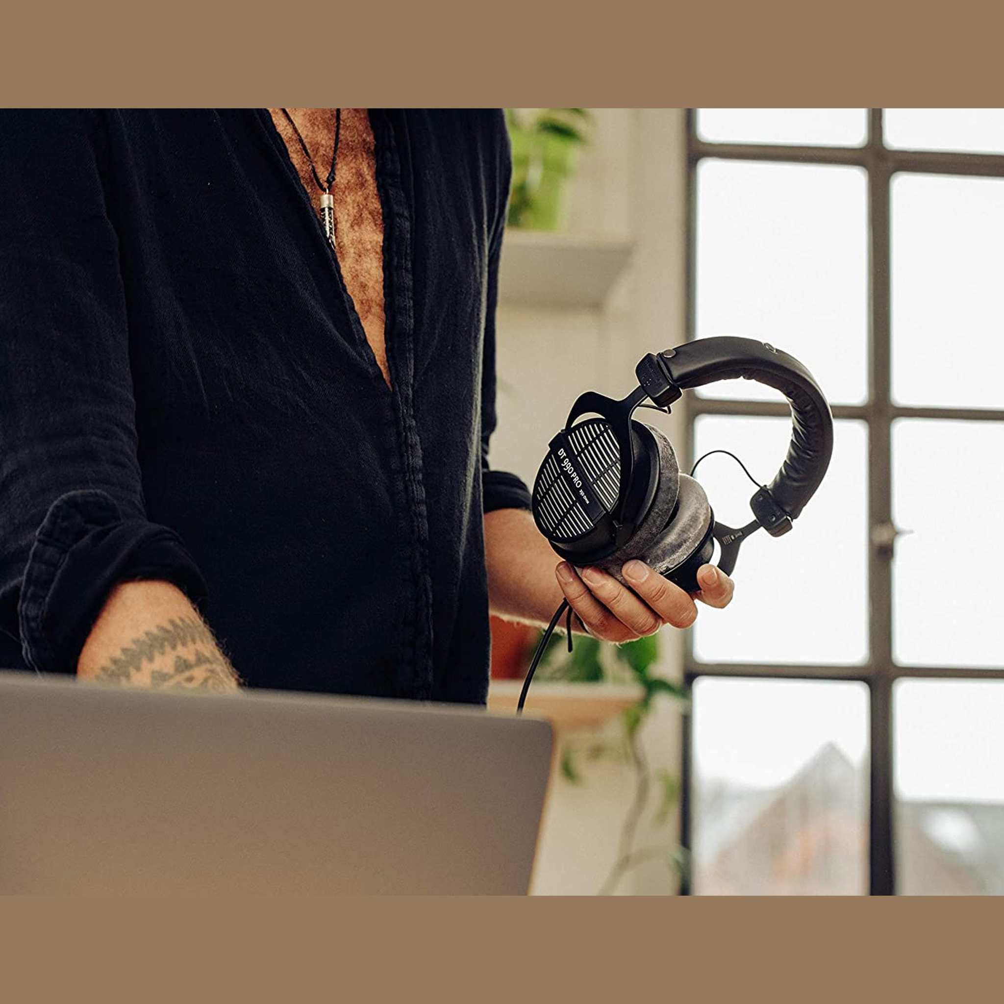 Beyerdynamic DT 990 Pro 250 Ohm Headphones with Splitter and 3-Year Warranty Base Bundle