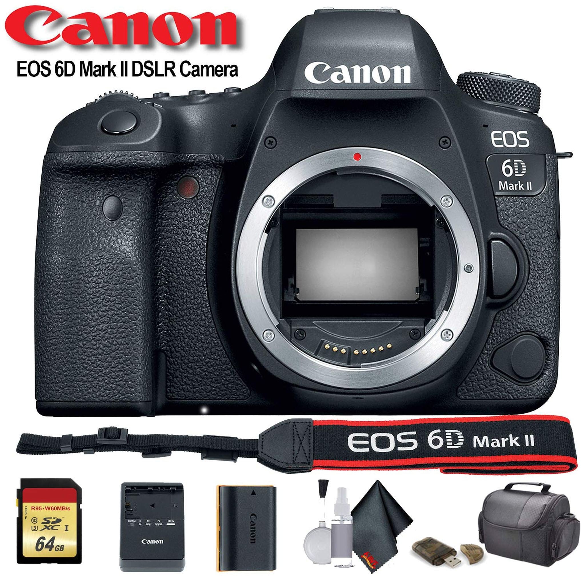 Canon EOS 6D Mark II DSLR Camera International Model 1897C002 - Starter Bundle - Reconditioned Canon