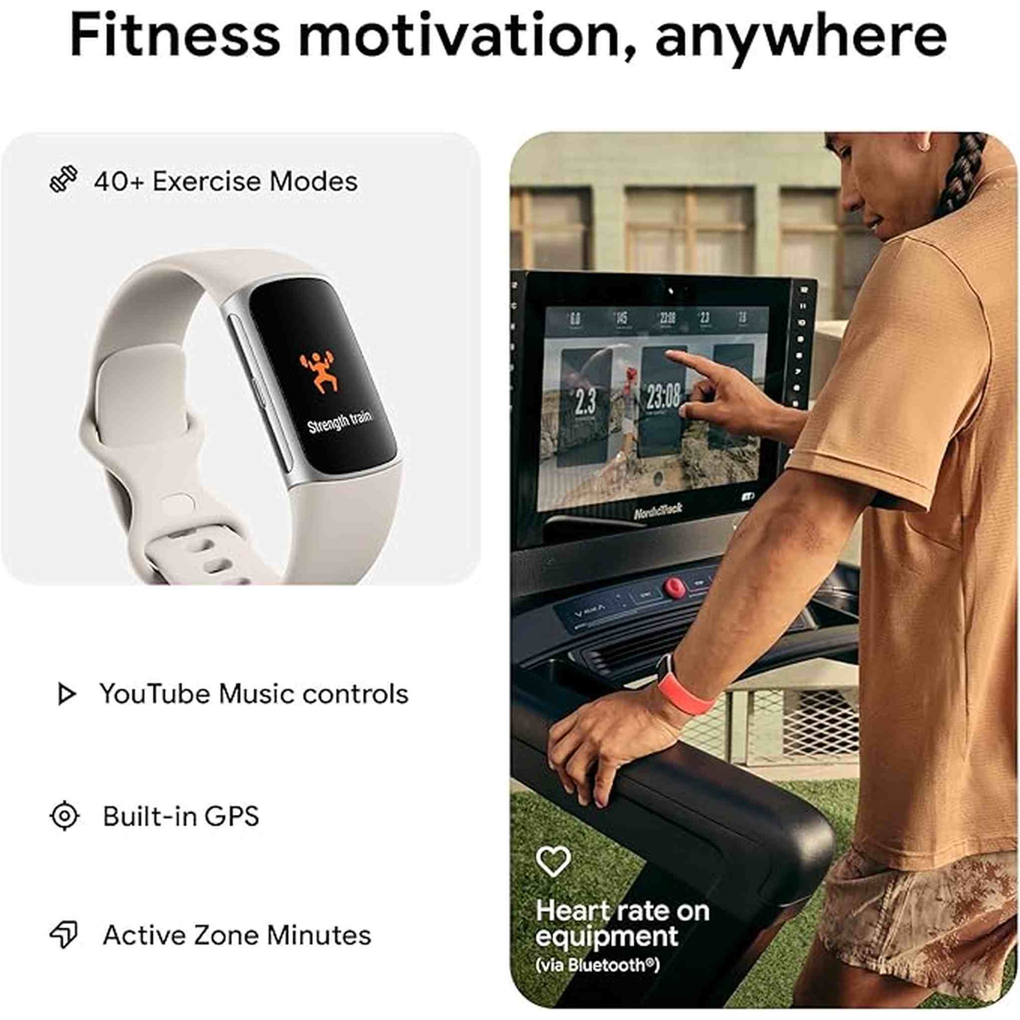 Fitbit Charge 6 Fitness Tracker with Heart Rate, GPS, Premium Membership, Health Tools, - Porcelain/Silver S & L Bands Included - Reconditioned Fitbit