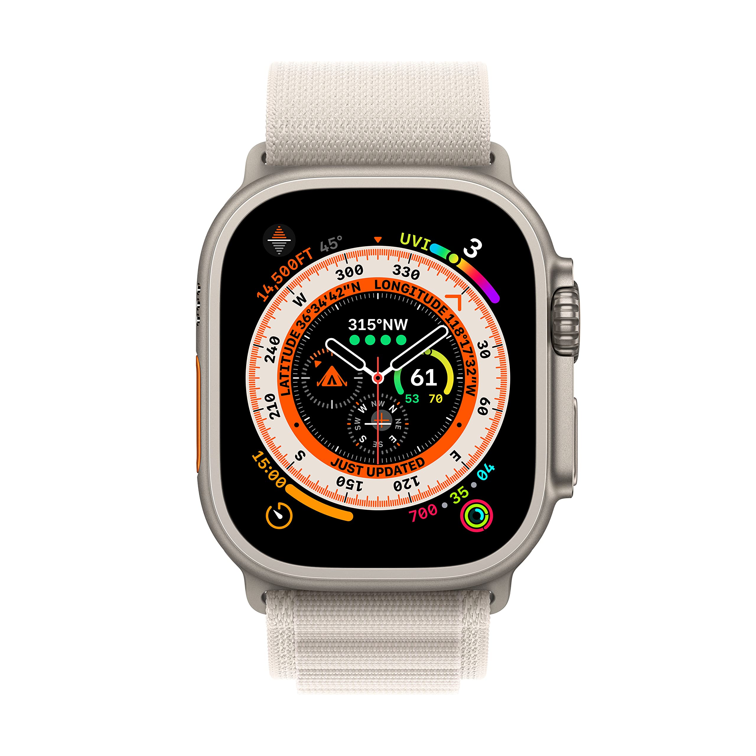 Apple Watch Ultra [GPS + Cellular 49mm] Smart watch w/Rugged Titanium Case & Starlight Alpine Loop Large