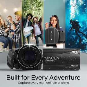 Minolta MN4K300WP 4K Ultra HD / 56 MP Waterproof Camcorder - Black