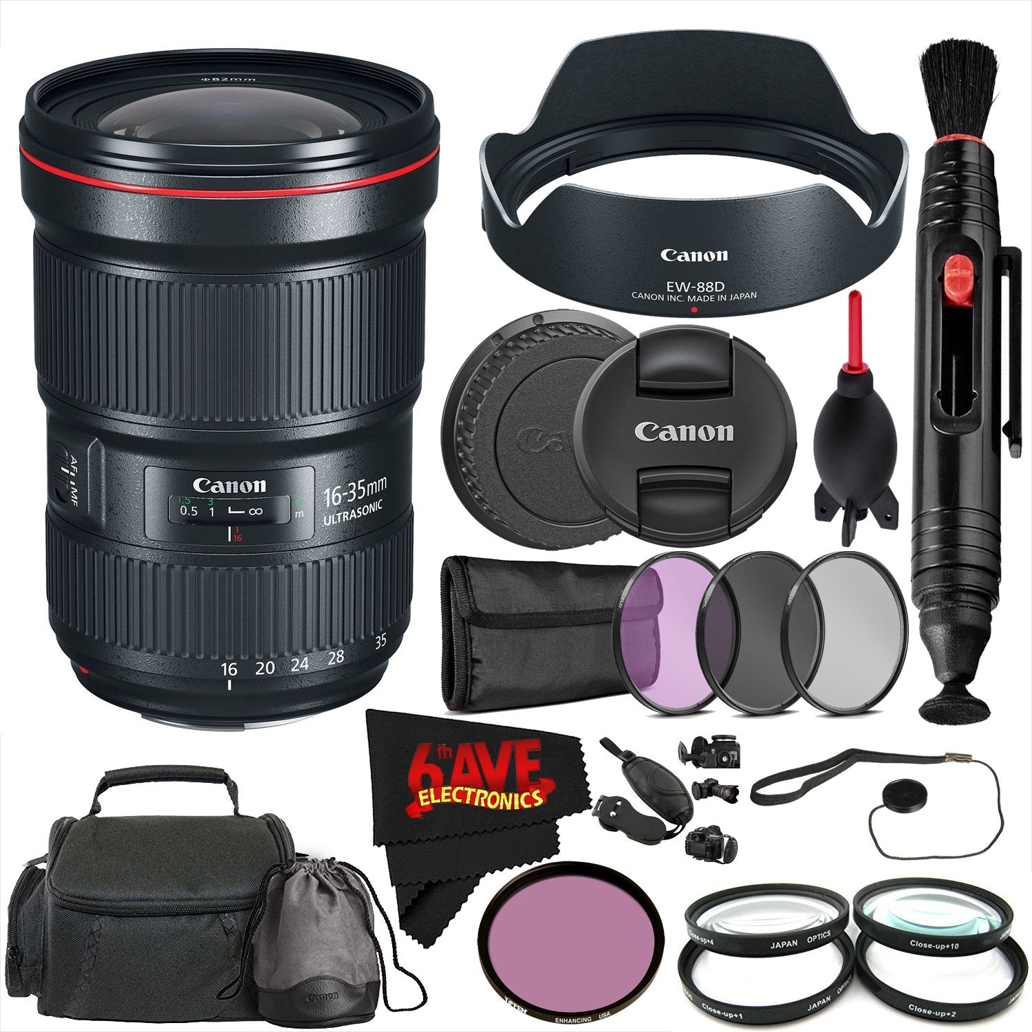 Canon EF 16-35mm f/2.8L III USM Lens International Version No Warranty + Tiffen 82mm Enhancing Filter + 4 Piece Close-