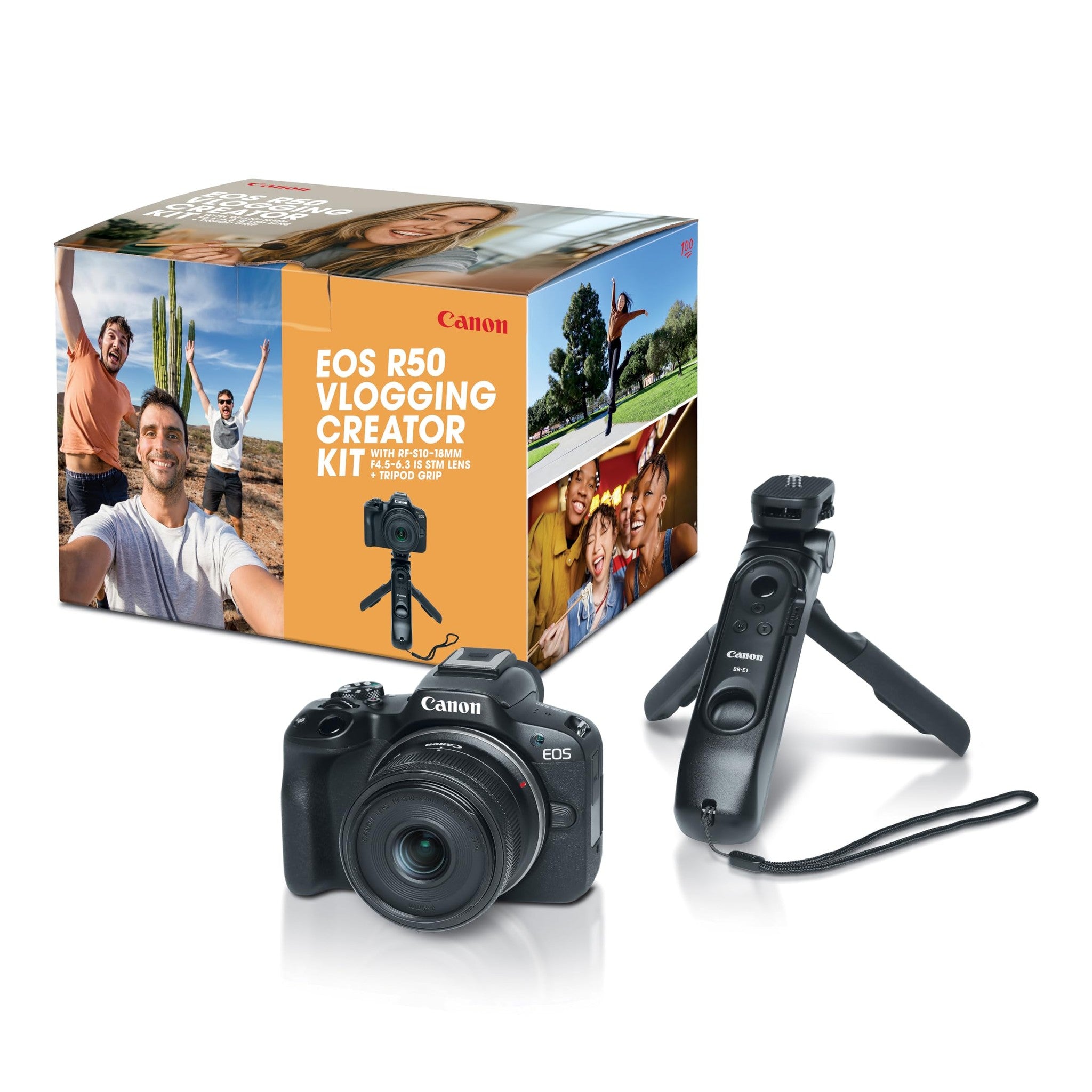 Canon EOS R50 Vlogging Creator Kit, Hybrid Mirrorless Camera with RF-S10-18mm F4.5-6.3 IS STM Lens and Tripod Grip, Wide-angle Lens, 24.2 MP CMOS APS-C Sensor, Vlogging Camera, Black