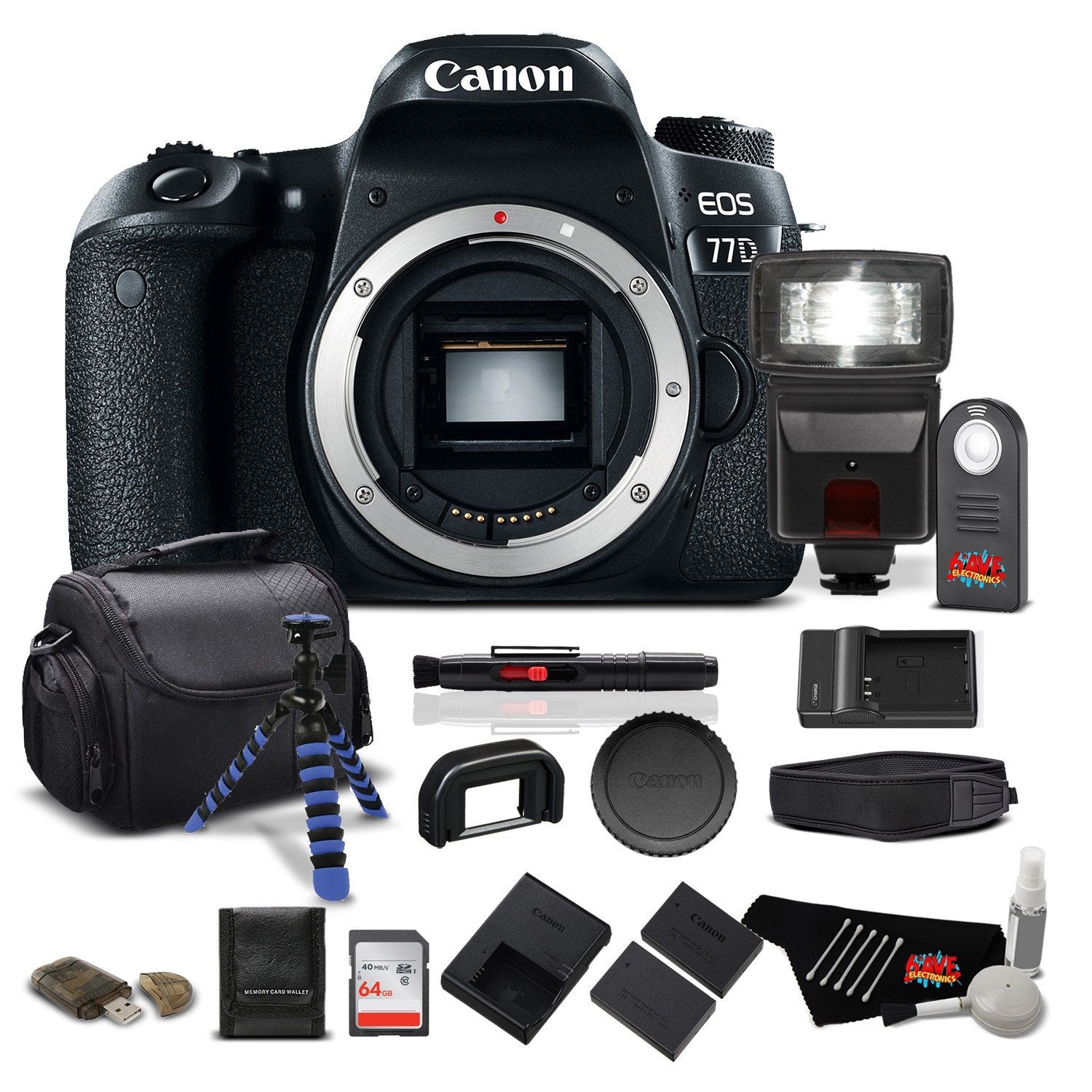 Canon EOS 77D DSLR Camera Body Only 24.2 MP CMOS - Pro Bundle - International Version