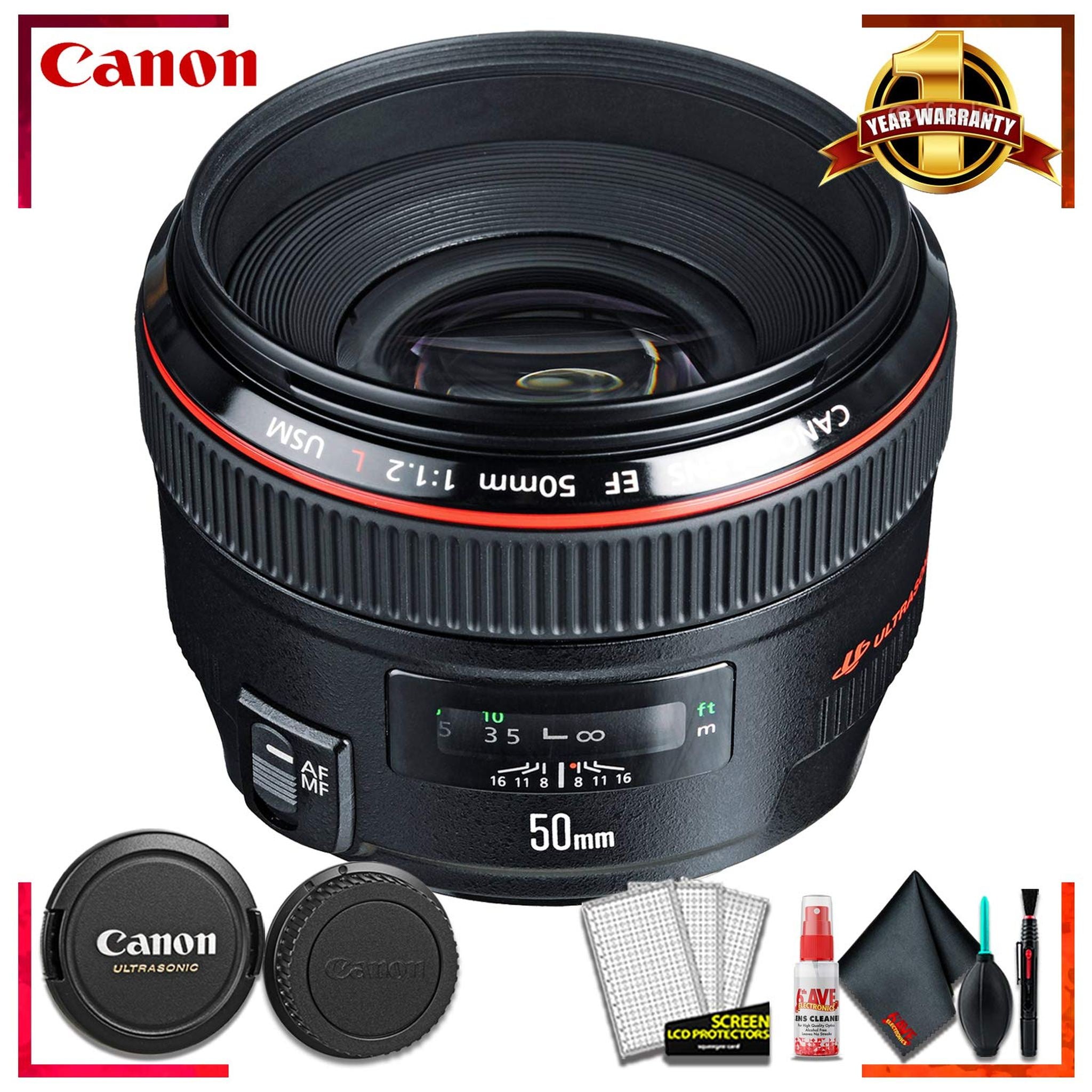 Canon EF 50mm f/1.2L USM Camera Lens Intl Model + Cleaning Kit