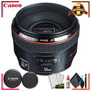 Canon EF 50mm f/1.2L USM Camera Lens Intl Model + Cleaning Kit
