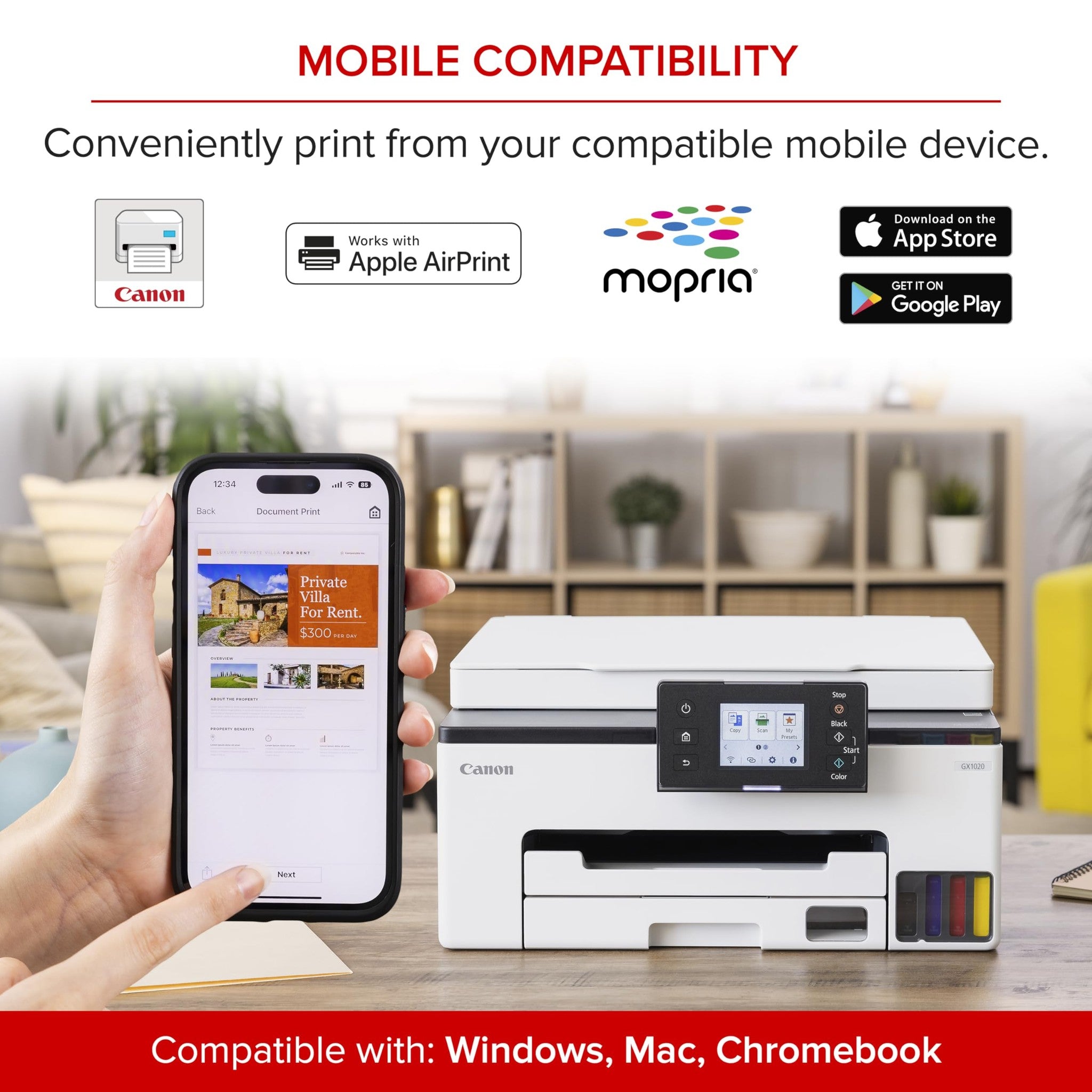 Canon Megatank GX1020 All-in-One Wireless Supertank Megatank Printer | Print, Copy and Scan| Mobile Printing |2.7" LCD Color Touchscreen | Auto Duplex Printing