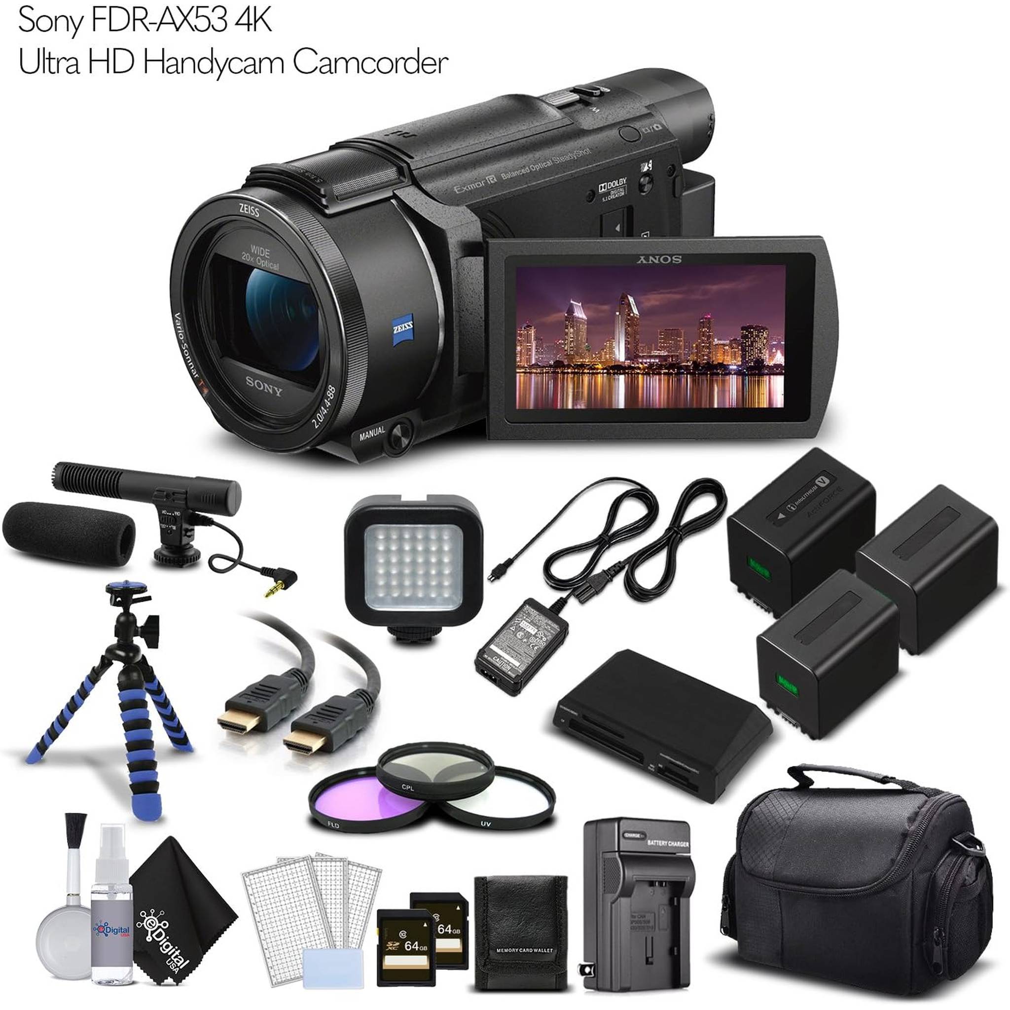 Sony FDR-AX53 4K Ultra HD Handycam Camcorder. - Professional Bundle Sony