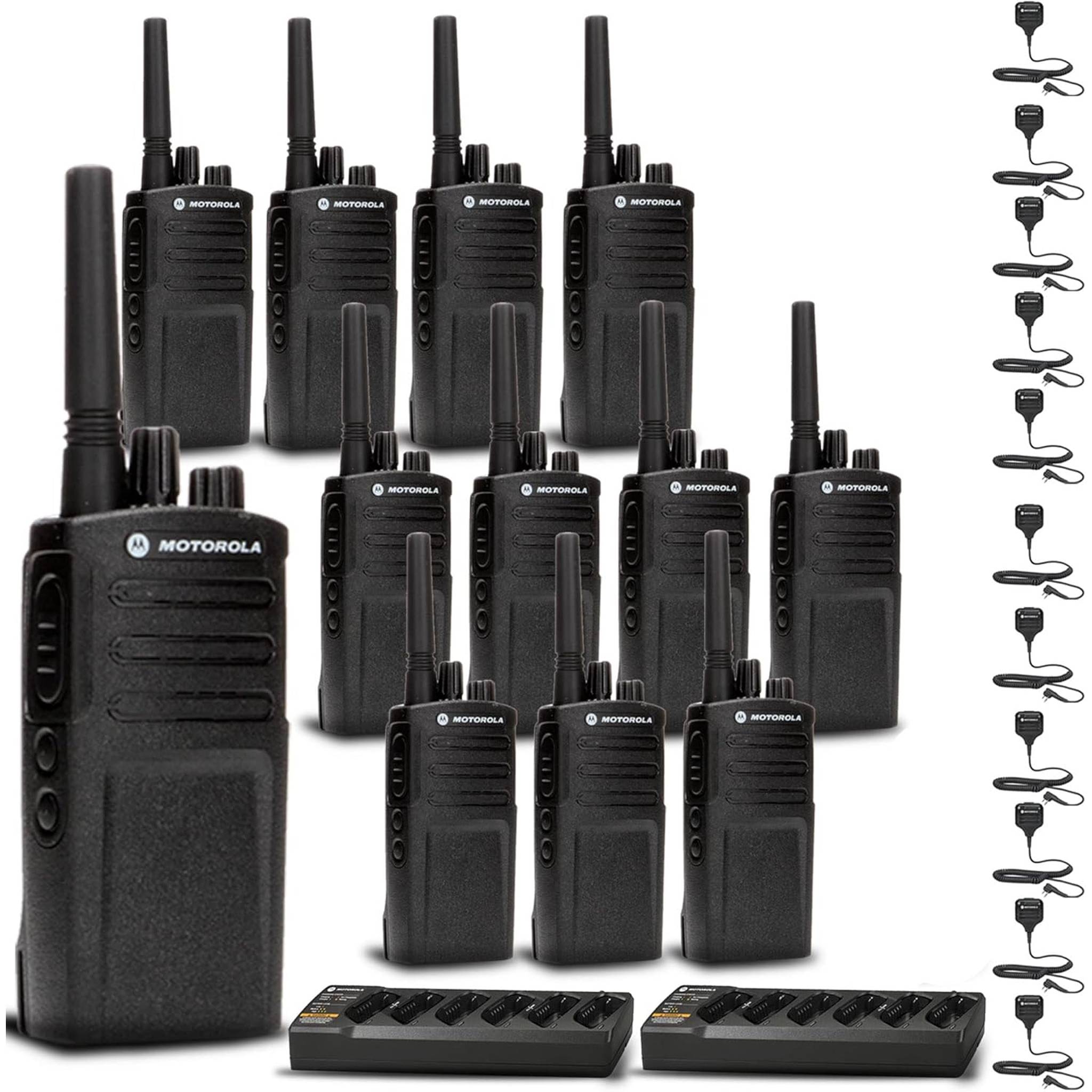 2 x Motorola Charger + 12 x Motorola RMV2080 OnSite 2-Way Radio + Mic + More