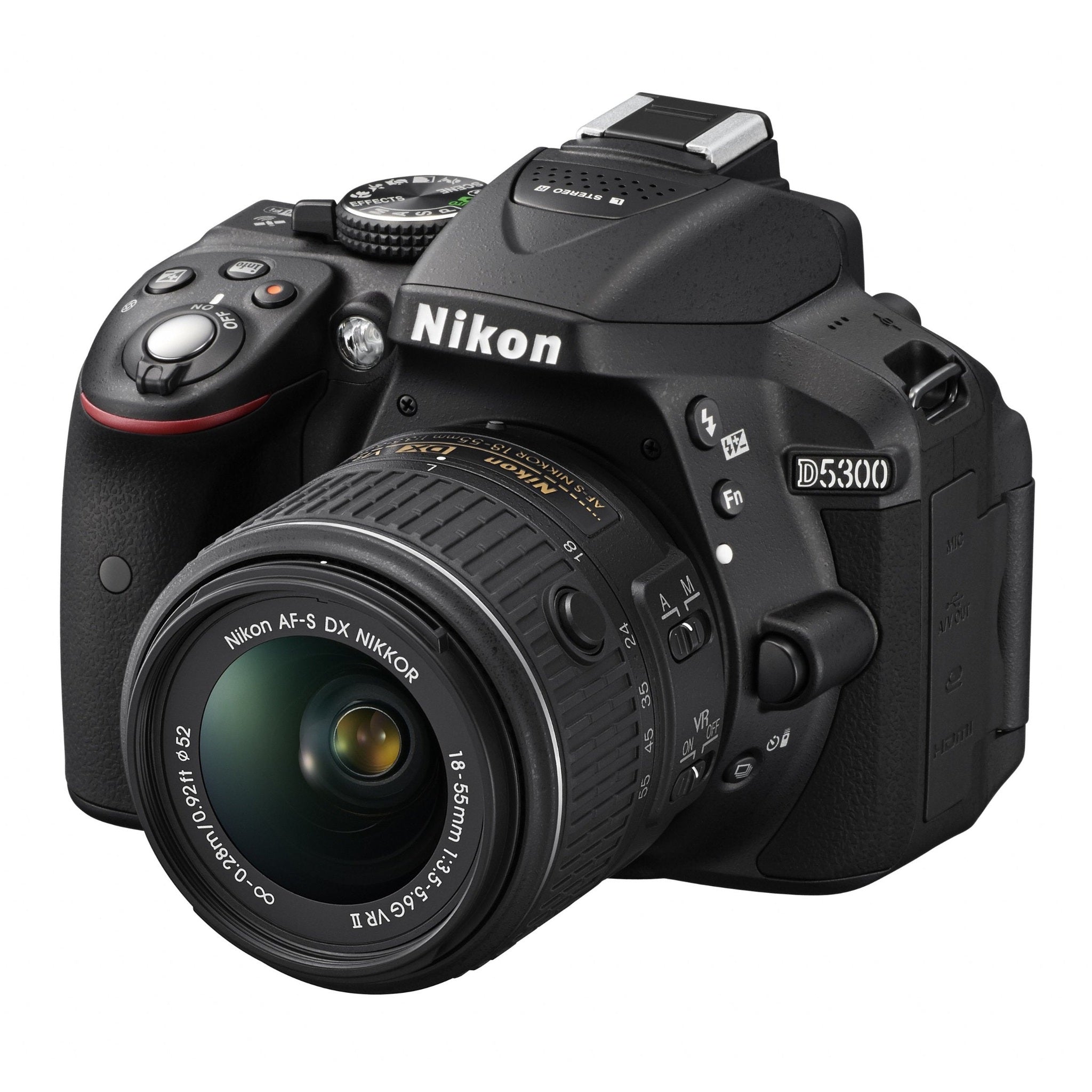 Nikon D5300 24.2 MP CMOS Digital SLR Camera with 18-55mm f/3.5-5.6G ED VR Auto Focus-S DX NIKKOR Zoom Lens Black - Used Nikon