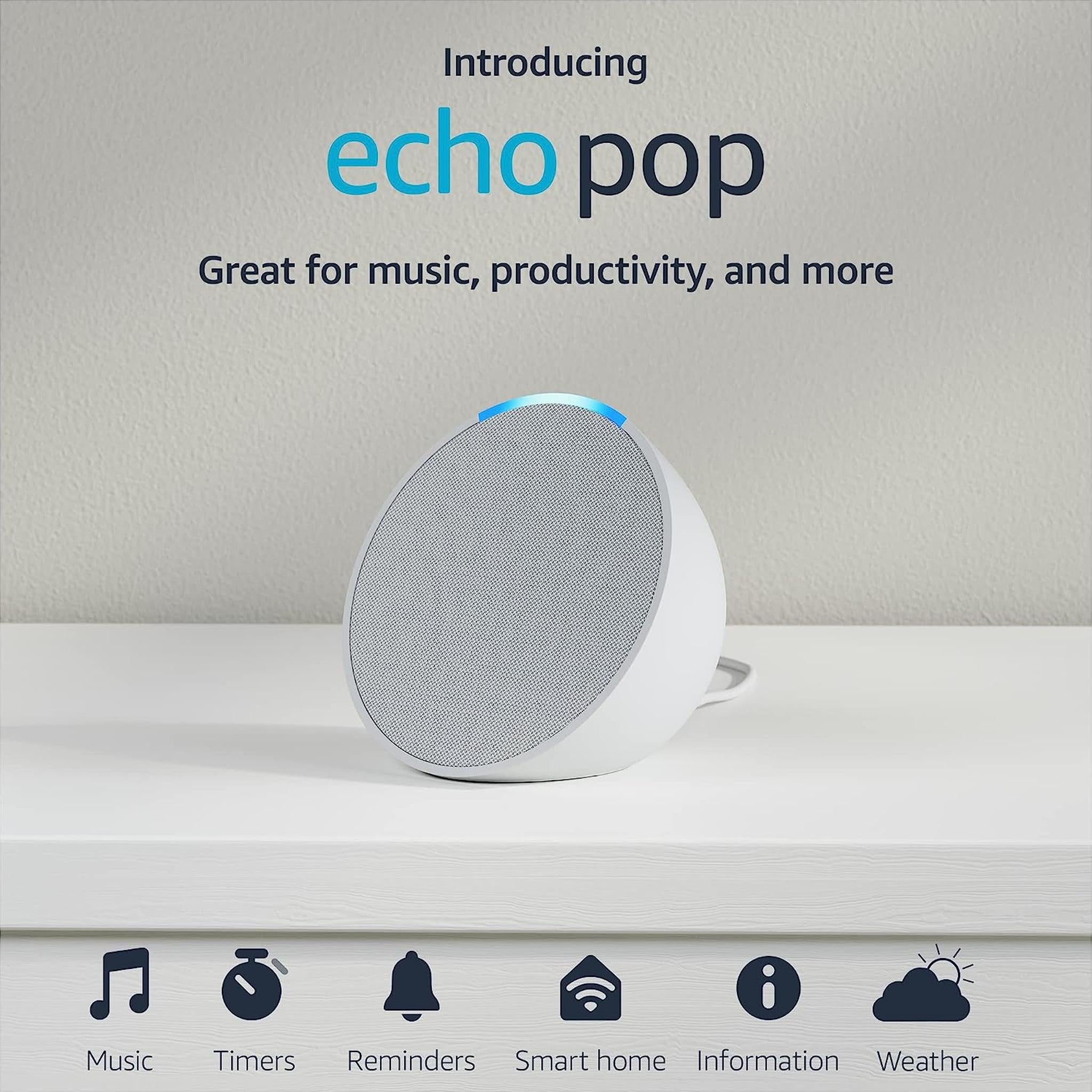 Amazon - Echo Pop 1st Generation Smart Speaker with Alexa - Glacier White Amazon
