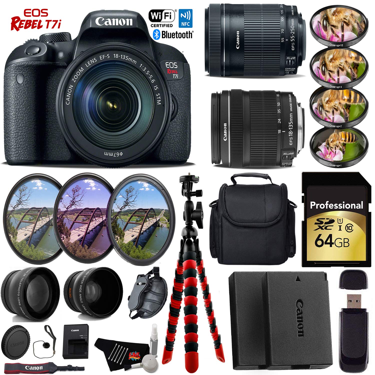 Canon EOS Rebel T7i DSLR Camera w/Two Lense Bundle 6