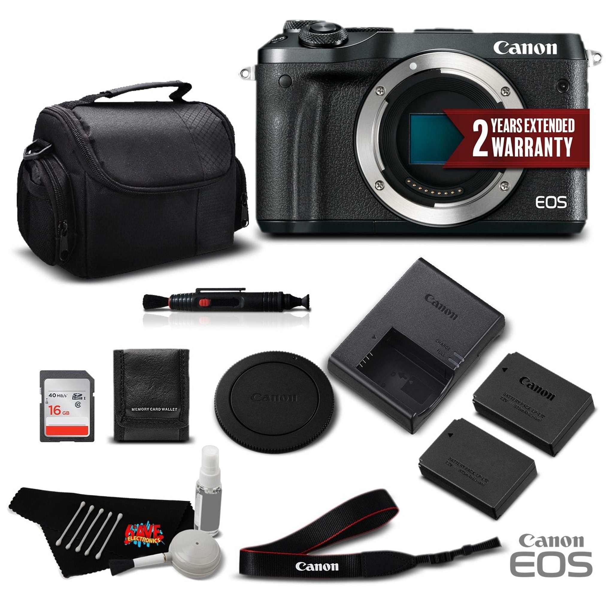 Canon EOS M6 Mirrorless Digital Camera Body Only, Black 1724C001- Standard Bundle - International Version Canon