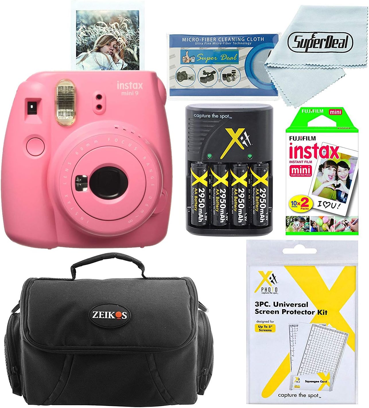 Fujifilm Instax Mini 9 Instant Film Camera with 20 Film Sheets + Bag