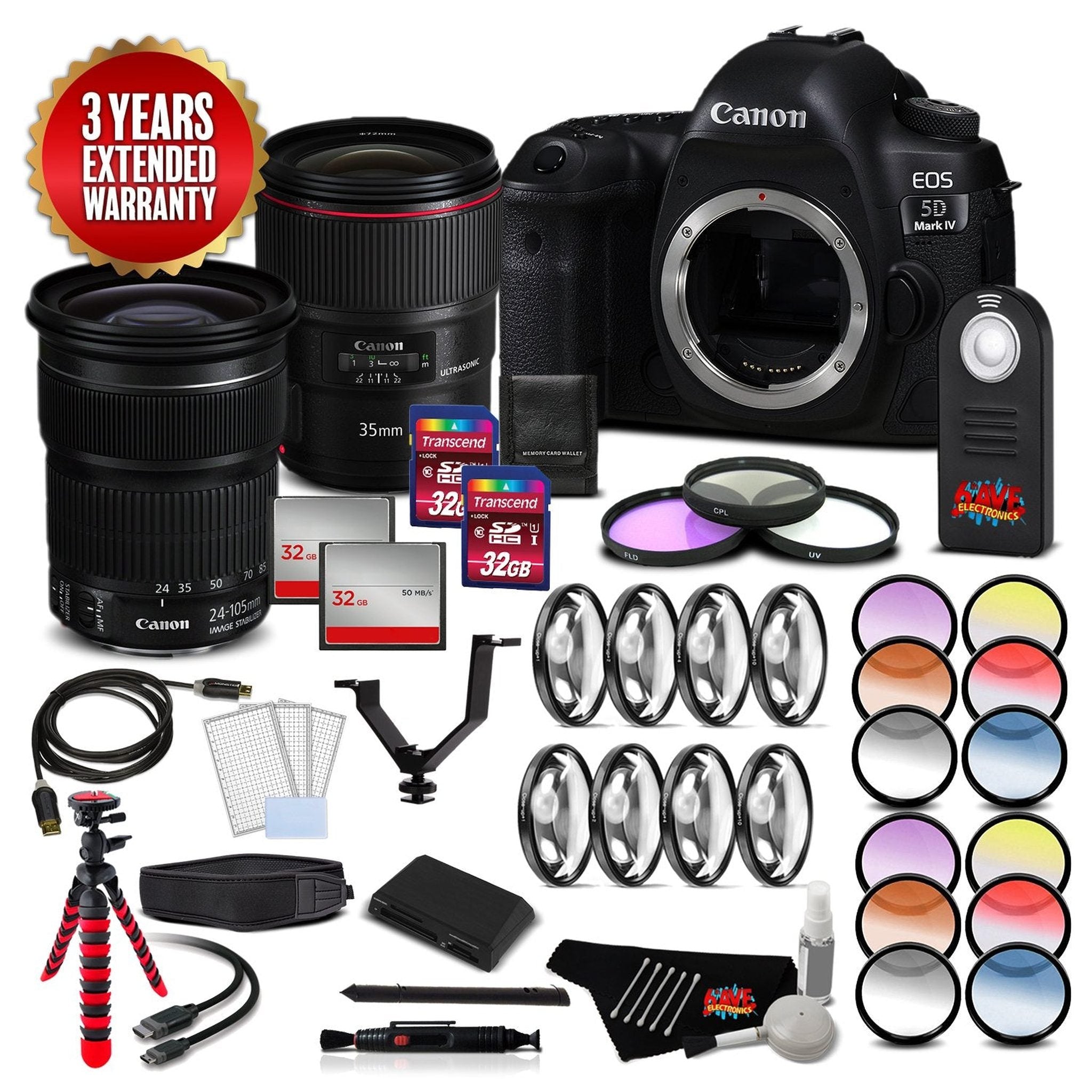 Canon EOS 5D Mark IV DSLR Camera International Version Body Only + Canon EF 35mm f/1.4L II USM Lens Kit Canon