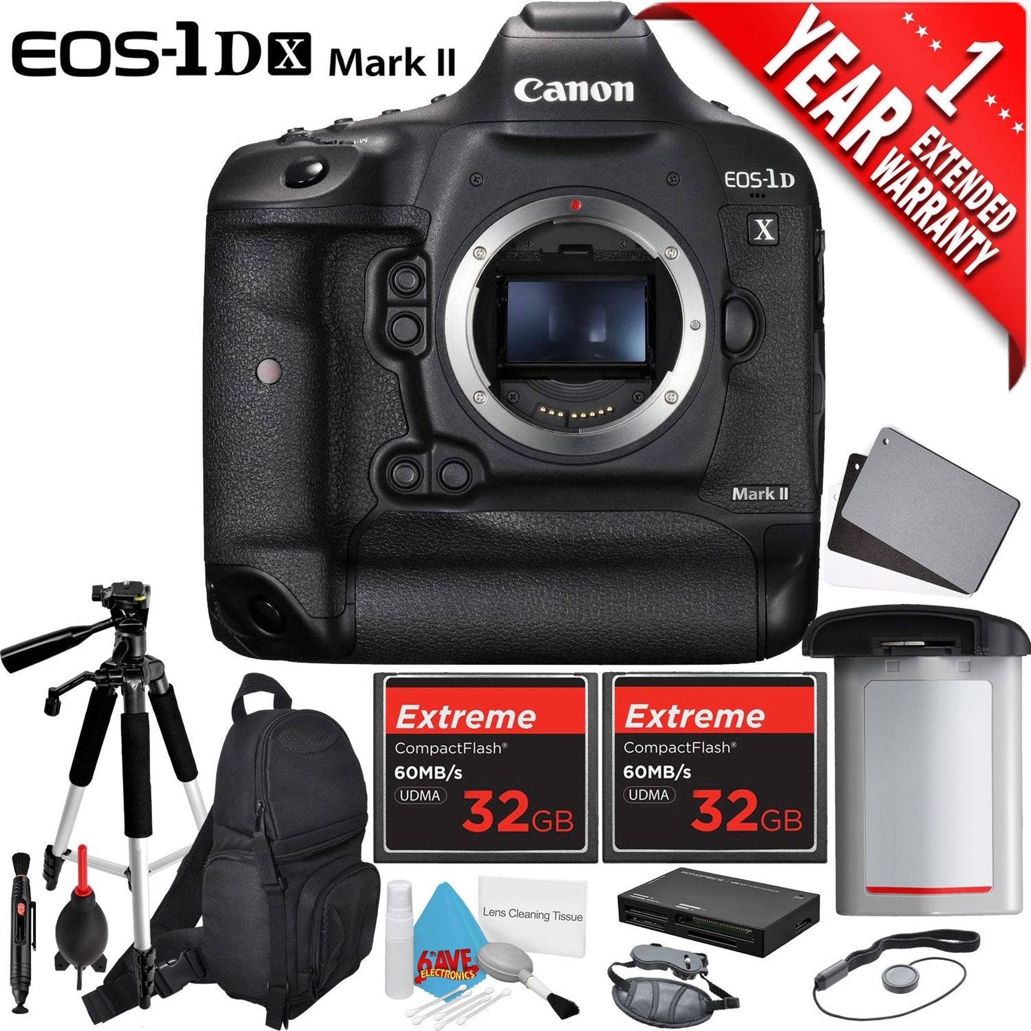 Canon EOS 1Ds Mark II DSLR Camera Two 32GB Extreme CF Compact Flash Memory Cards International Model Combo Canon