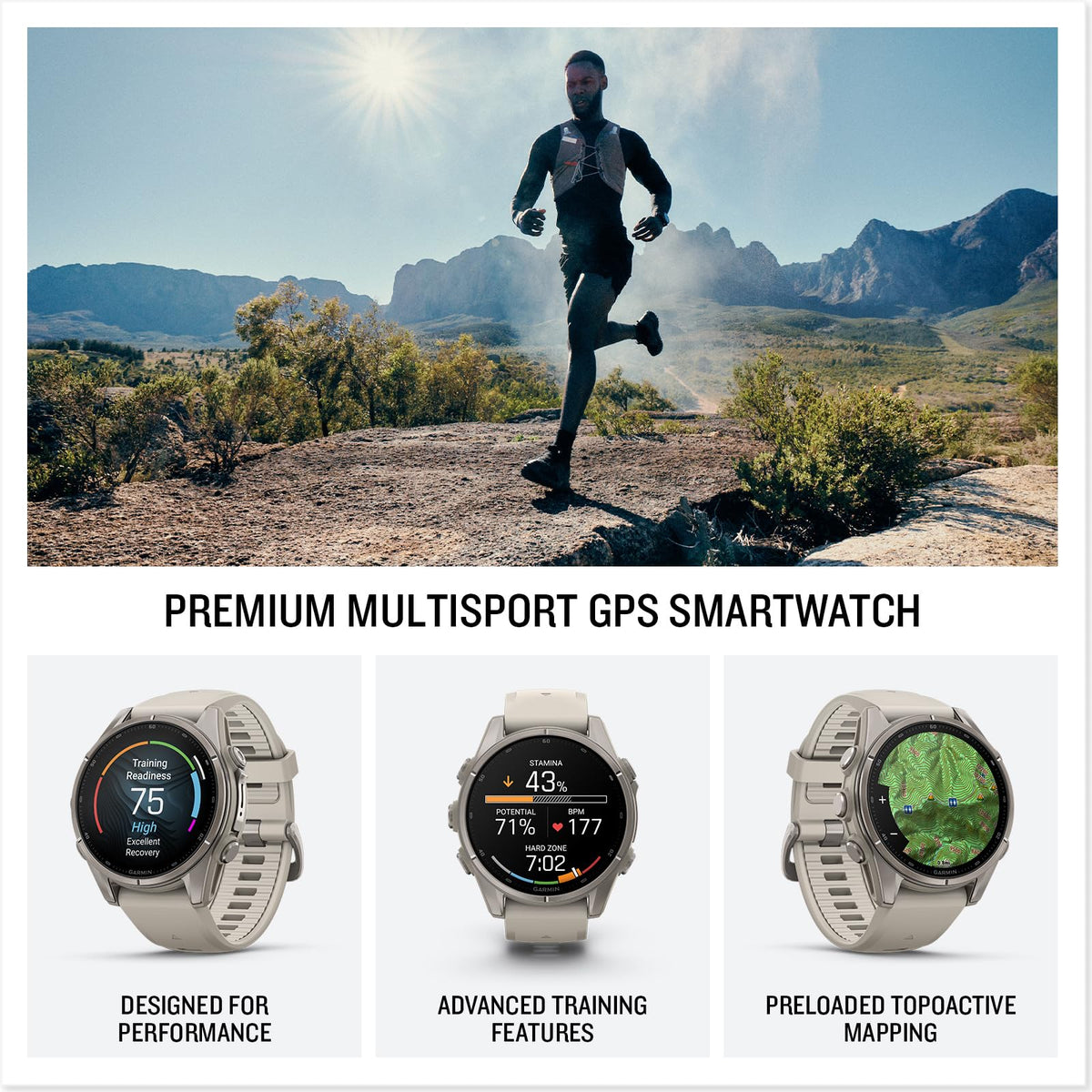 Garmin fēnix® 9, Titanium, 43mm, Fog Gray