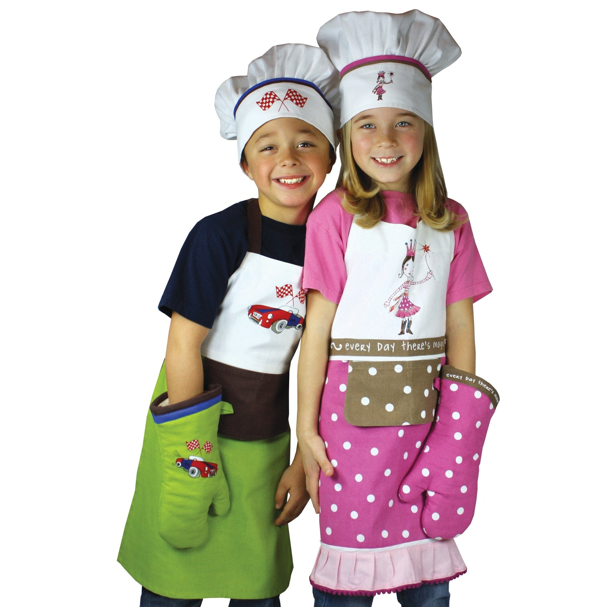 MUkitchen MiniMu Kids 3-Piece Cotton Chef Set with Apron, Hat and Mitt, Princess