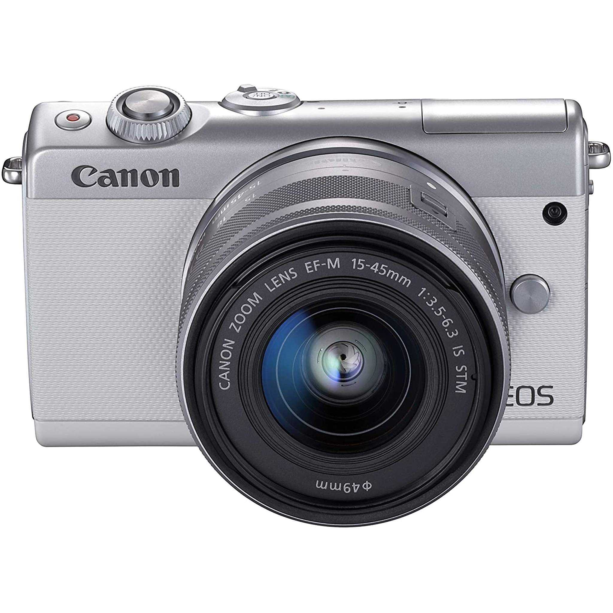Canon EOS M100 Mirrorless Digital Camera - White with 15-45mm Lens International Model