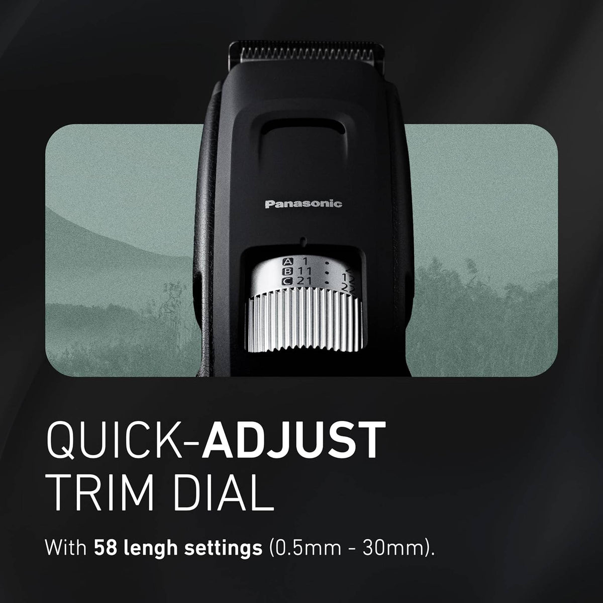 Panasonic Long Beard Trimmer for Men, 58 Length Settings and 4 Attachments for Cutting and Detailing, Cordless or Corded Operation - ER-GB96-K Black