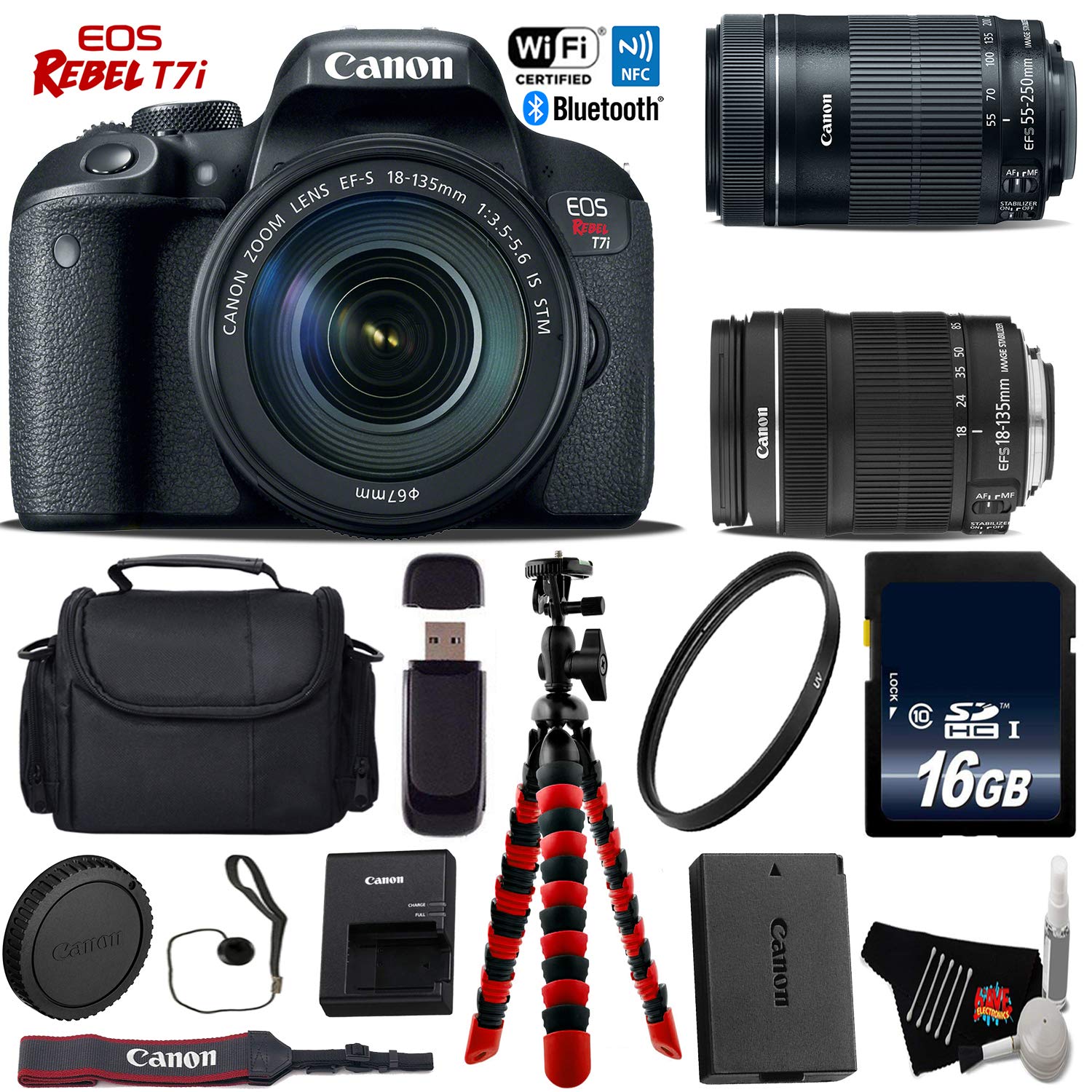 Canon EOS Rebel T7i DSLR Camera with 18-135mm is STM Lens & 55-250mm Bundle 4