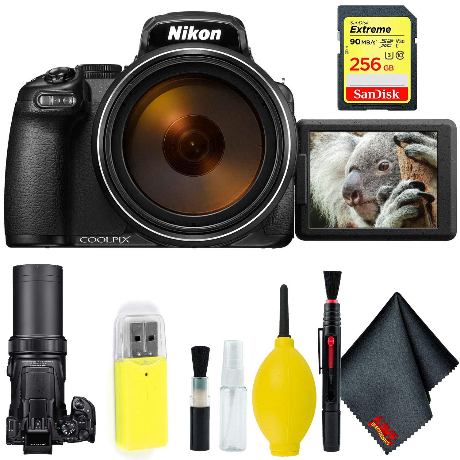 Nikon COOLPIX P1000 Digital Camera + 256GB Sandisk Extreme Memory Card Base Bundle International Model