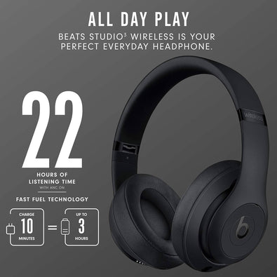 Beats Studio3 Wireless Noise Cancelling Over-Ear Headphones Matte Black Latest Model