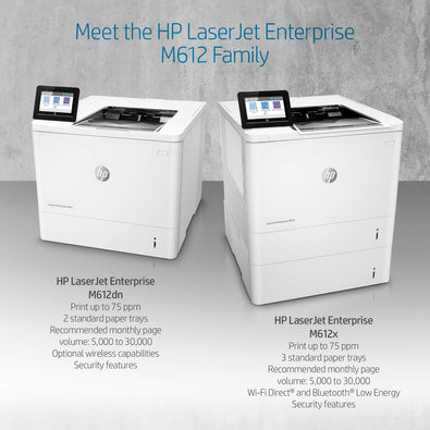 HP LaserJet Enterprise M612dn Monochrome Printer with built-in Ethernet & 2-sided printing (7PS86A)